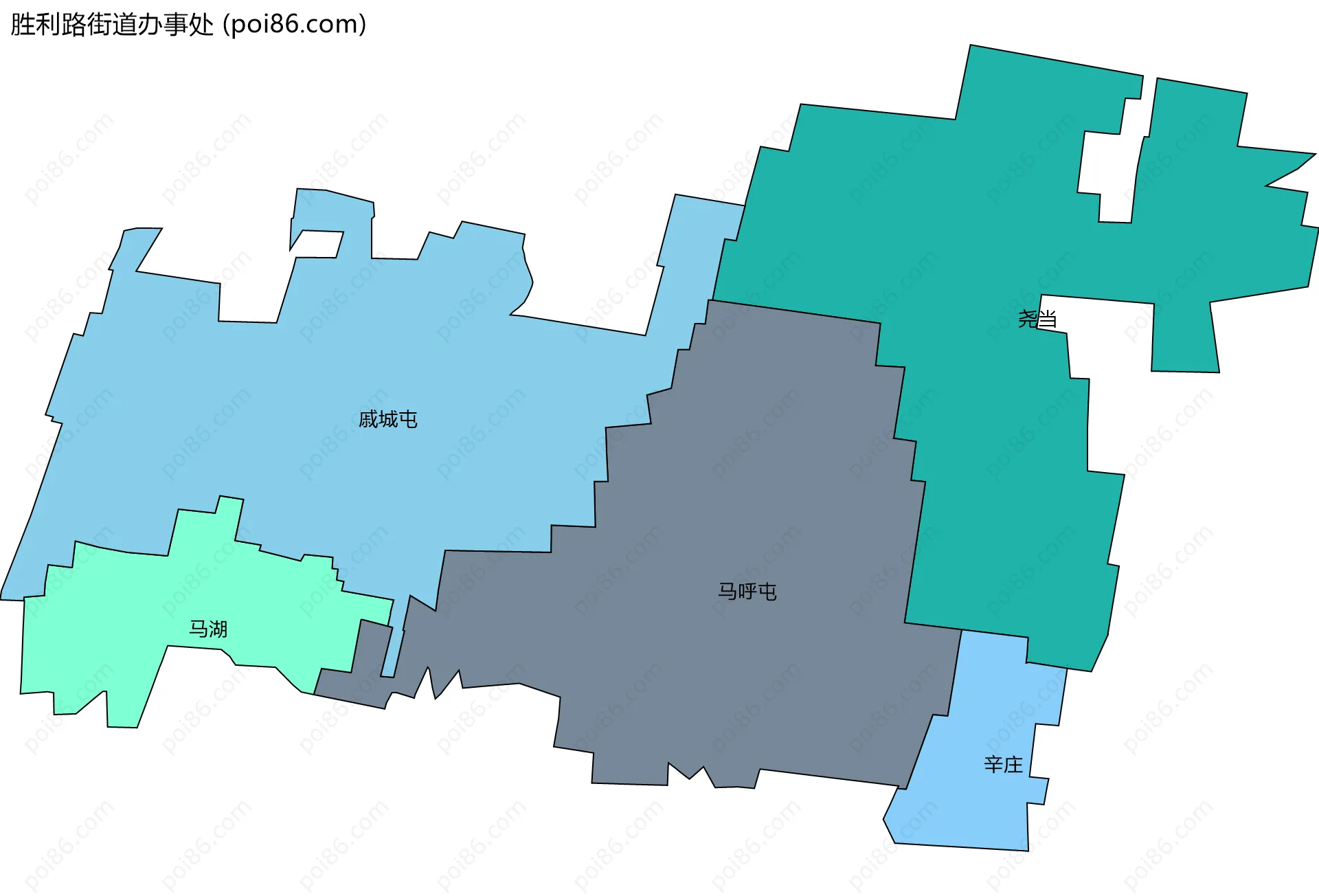 胜利路街道办事处边界地图(五级行政区划)