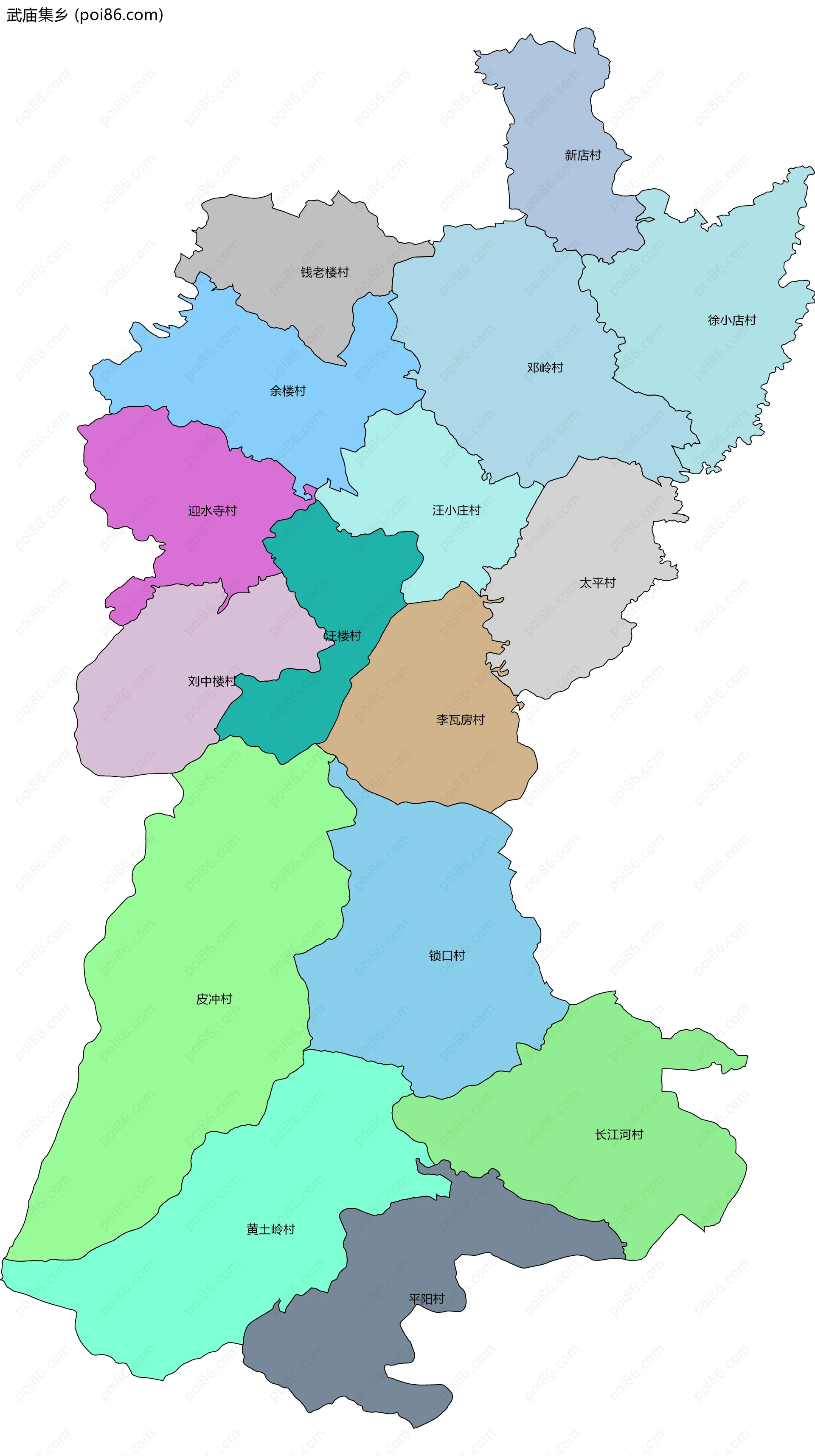 武庙集乡边界地图(五级行政区划)