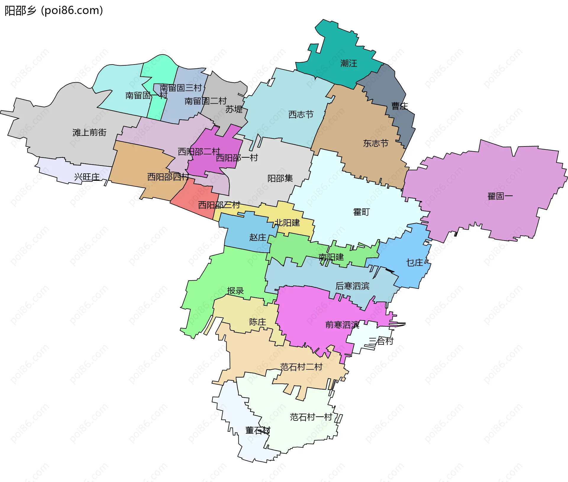 阳邵乡边界地图(五级行政区划)