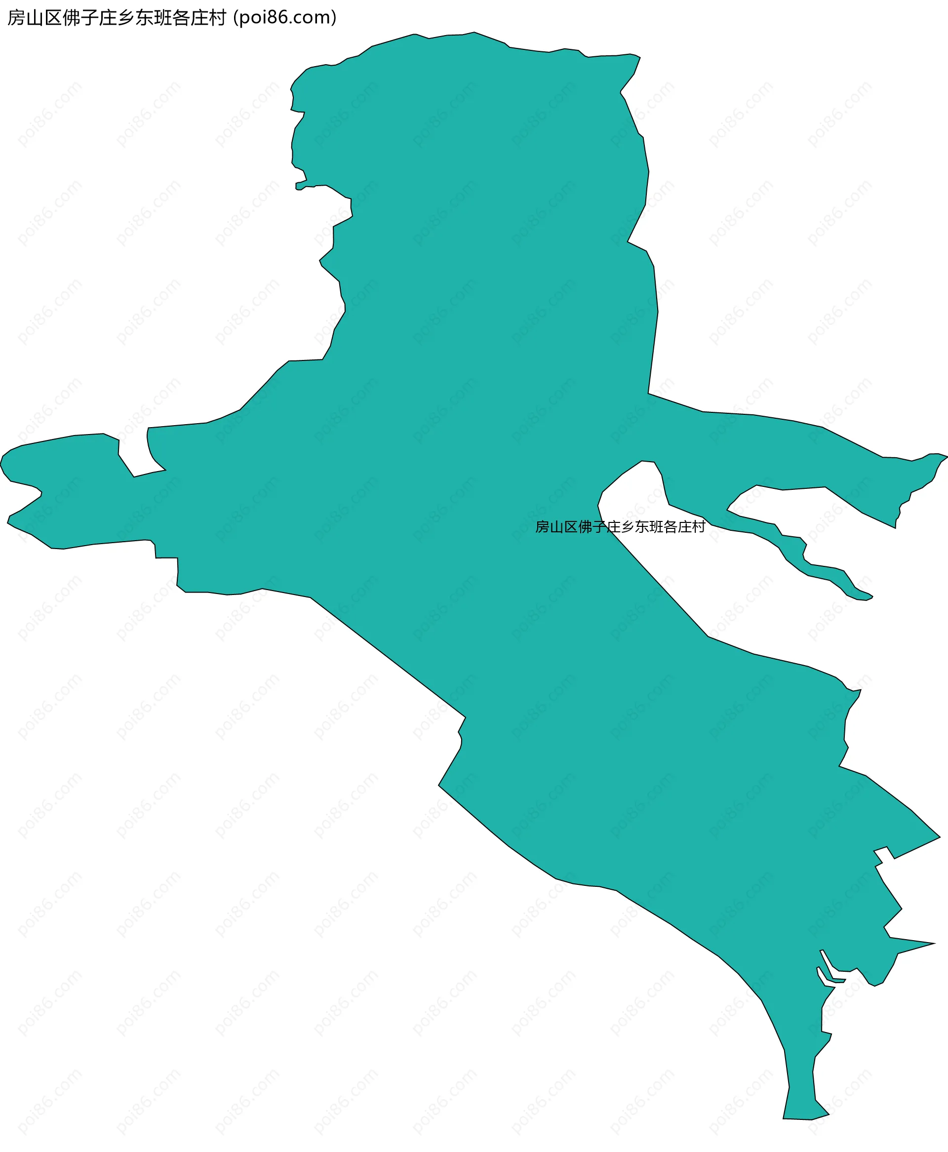 房山区佛子庄乡东班各庄村边界地图