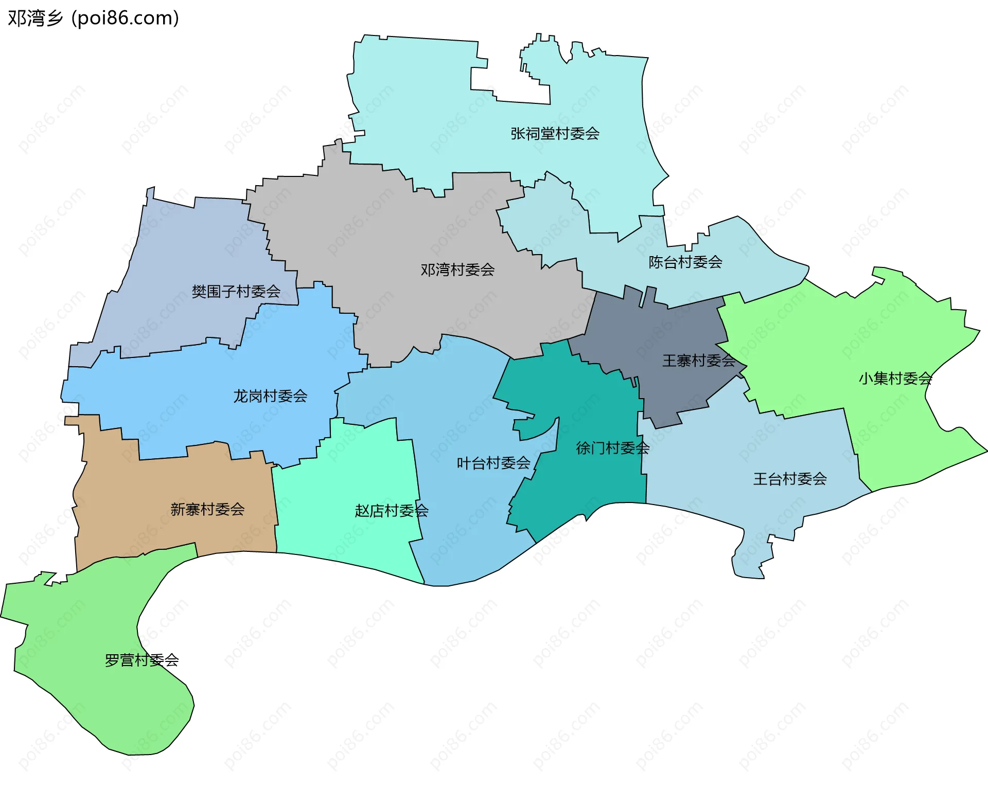 邓湾乡边界地图(五级行政区划)