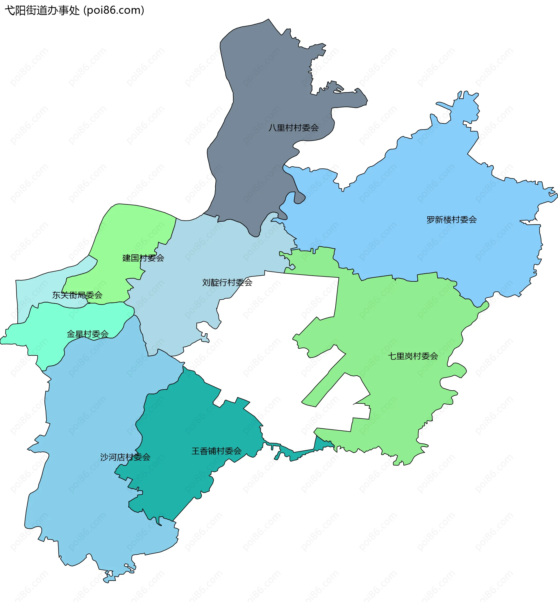 弋阳街道办事处边界地图(五级行政区划)