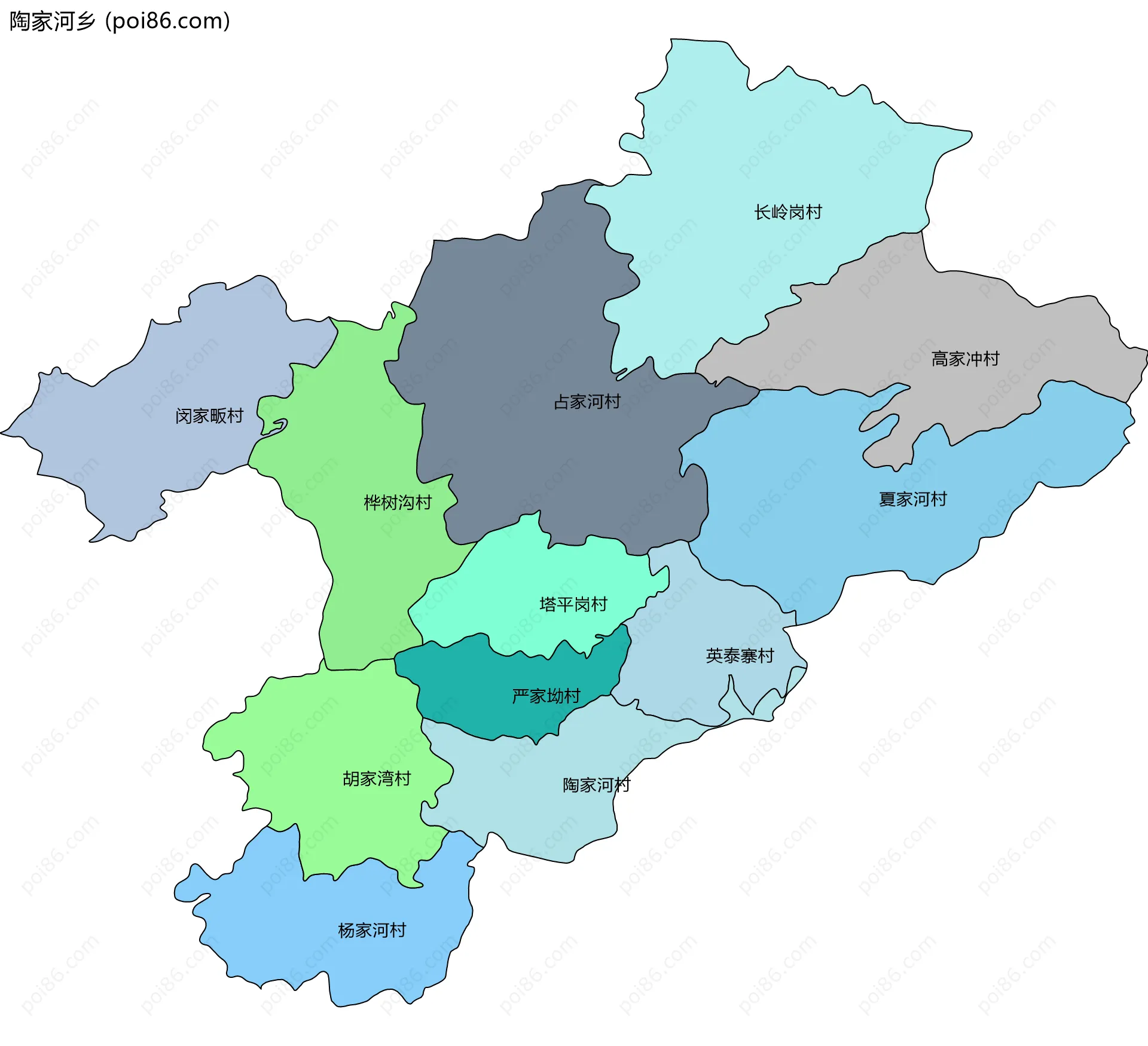 陶家河乡边界地图(五级行政区划)