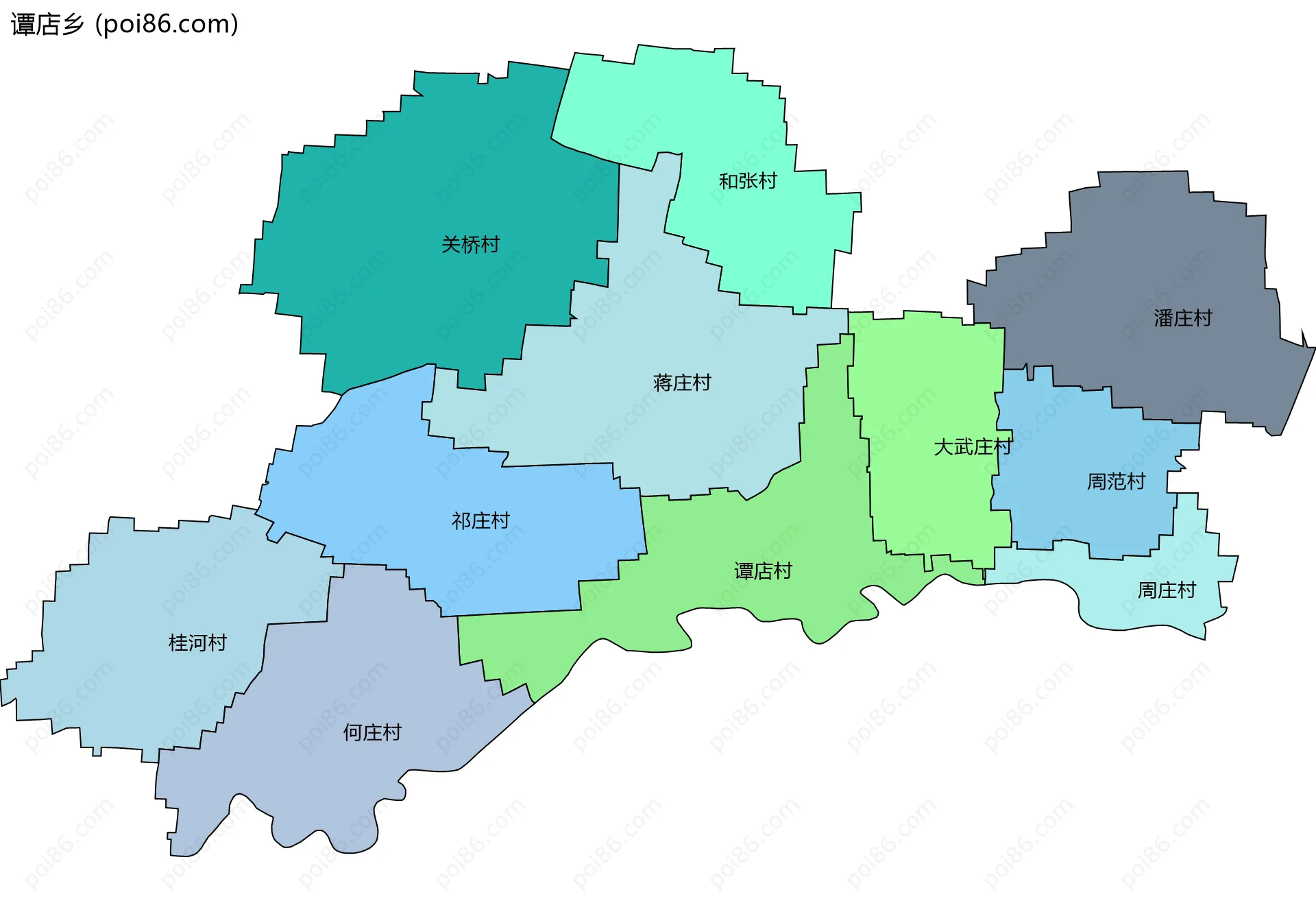 谭店乡边界地图(五级行政区划)