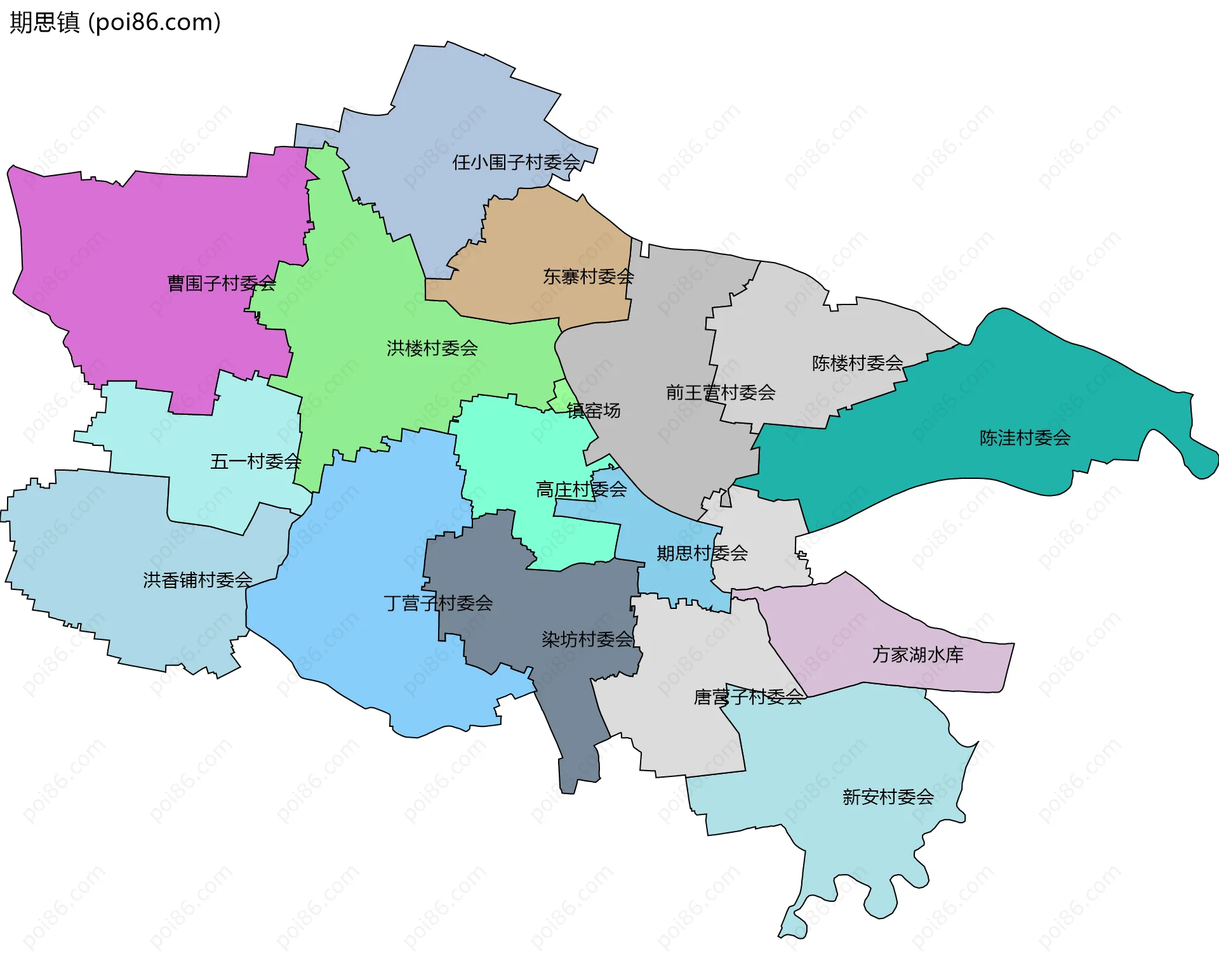 期思镇边界地图(五级行政区划)