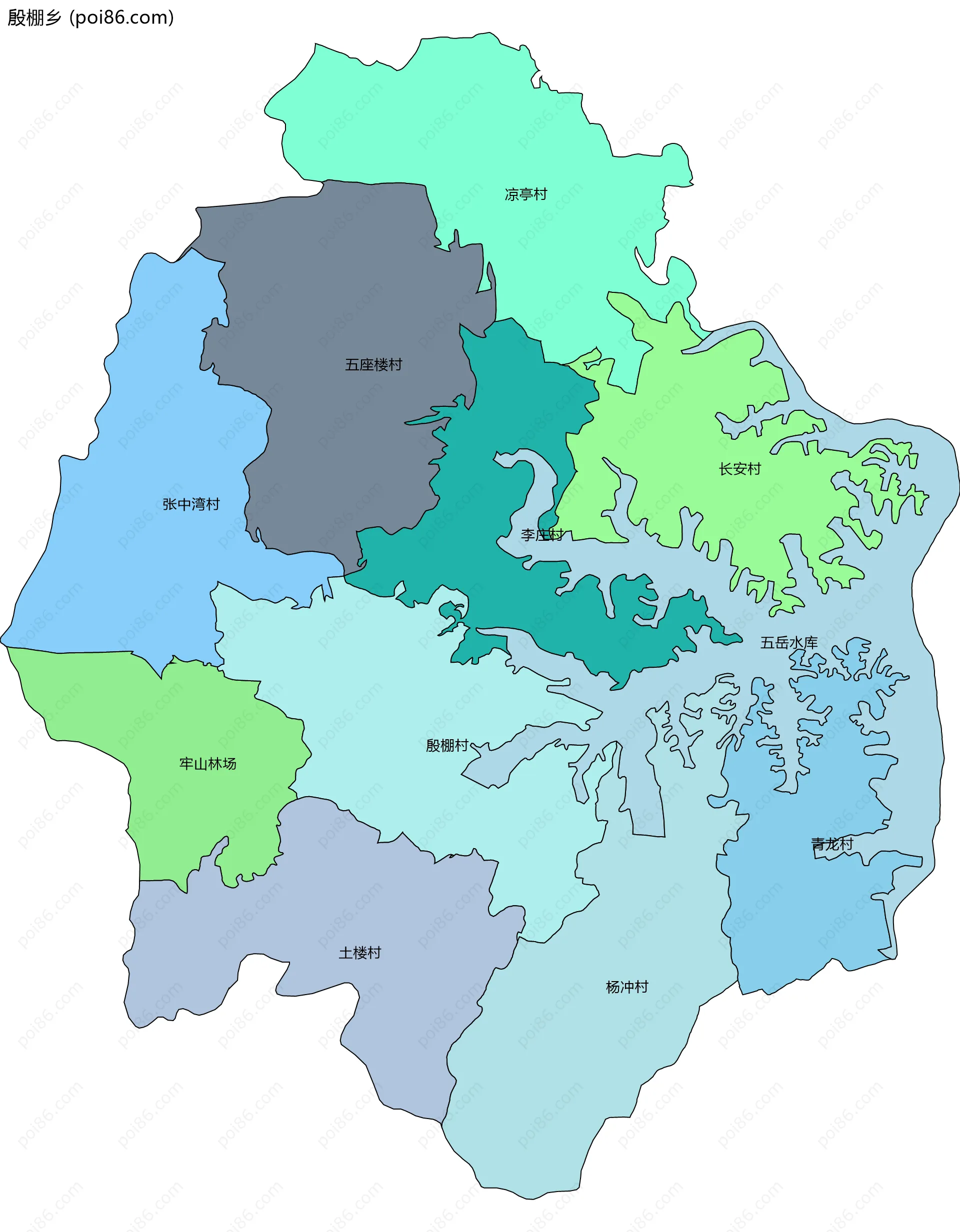 殷棚乡边界地图(五级行政区划)