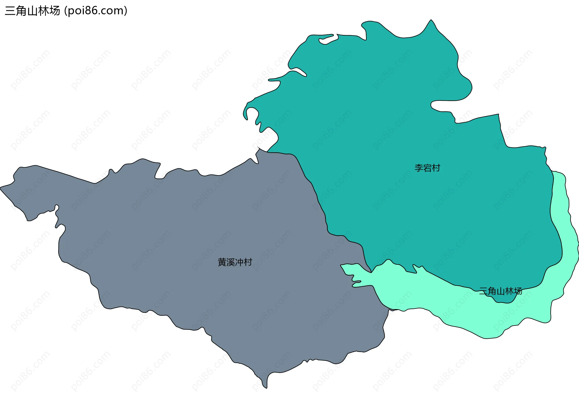 三角山林场边界地图(五级行政区划)
