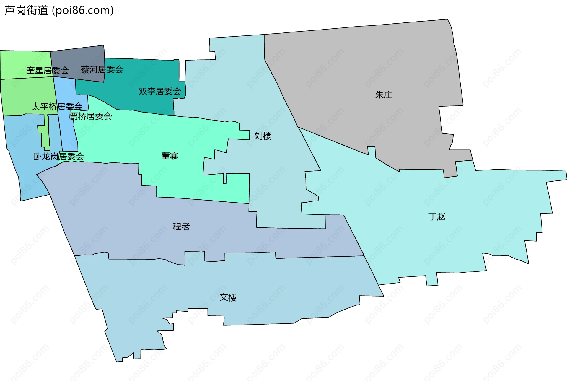 芦岗街道边界地图(五级行政区划)