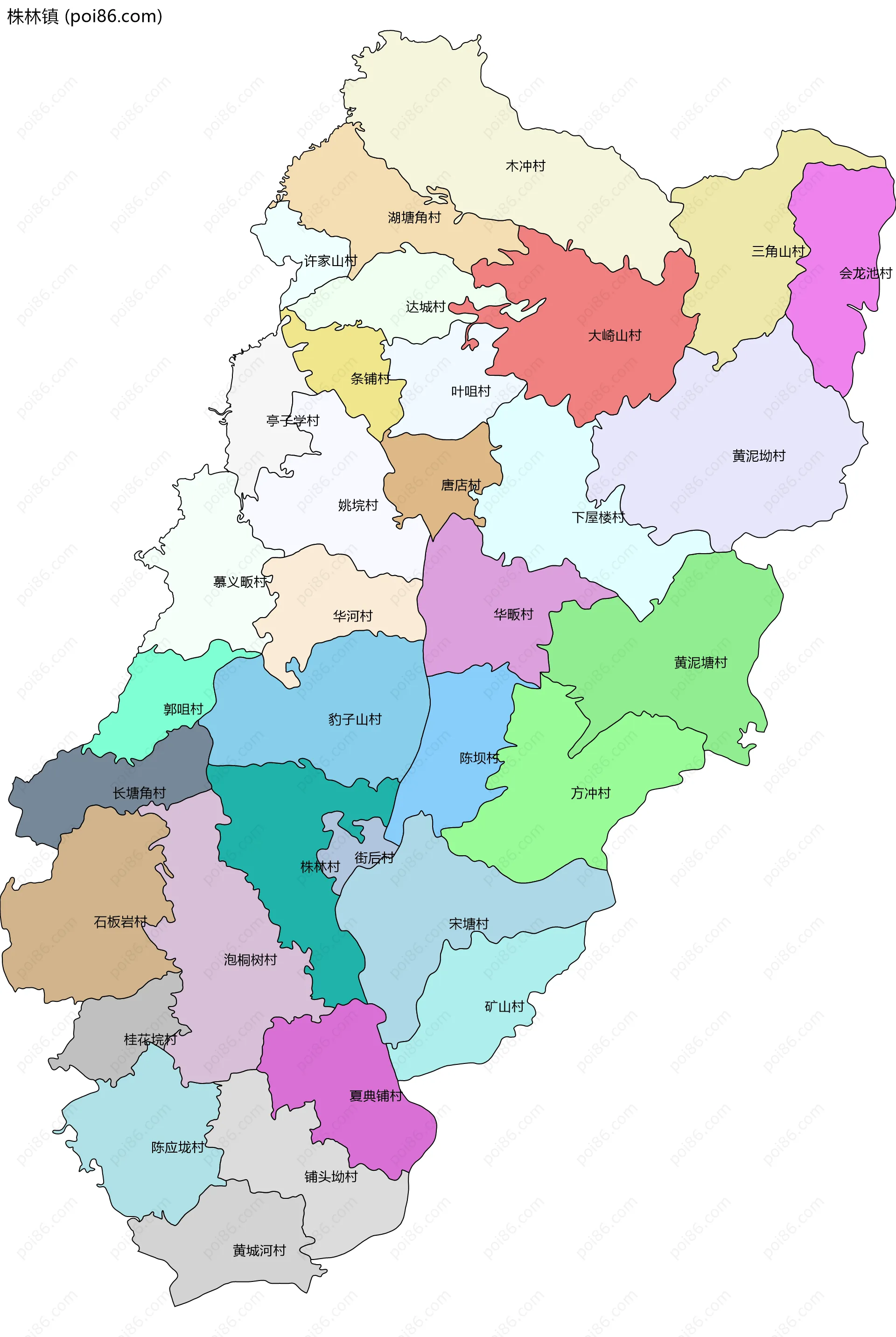 株林镇边界地图(五级行政区划)