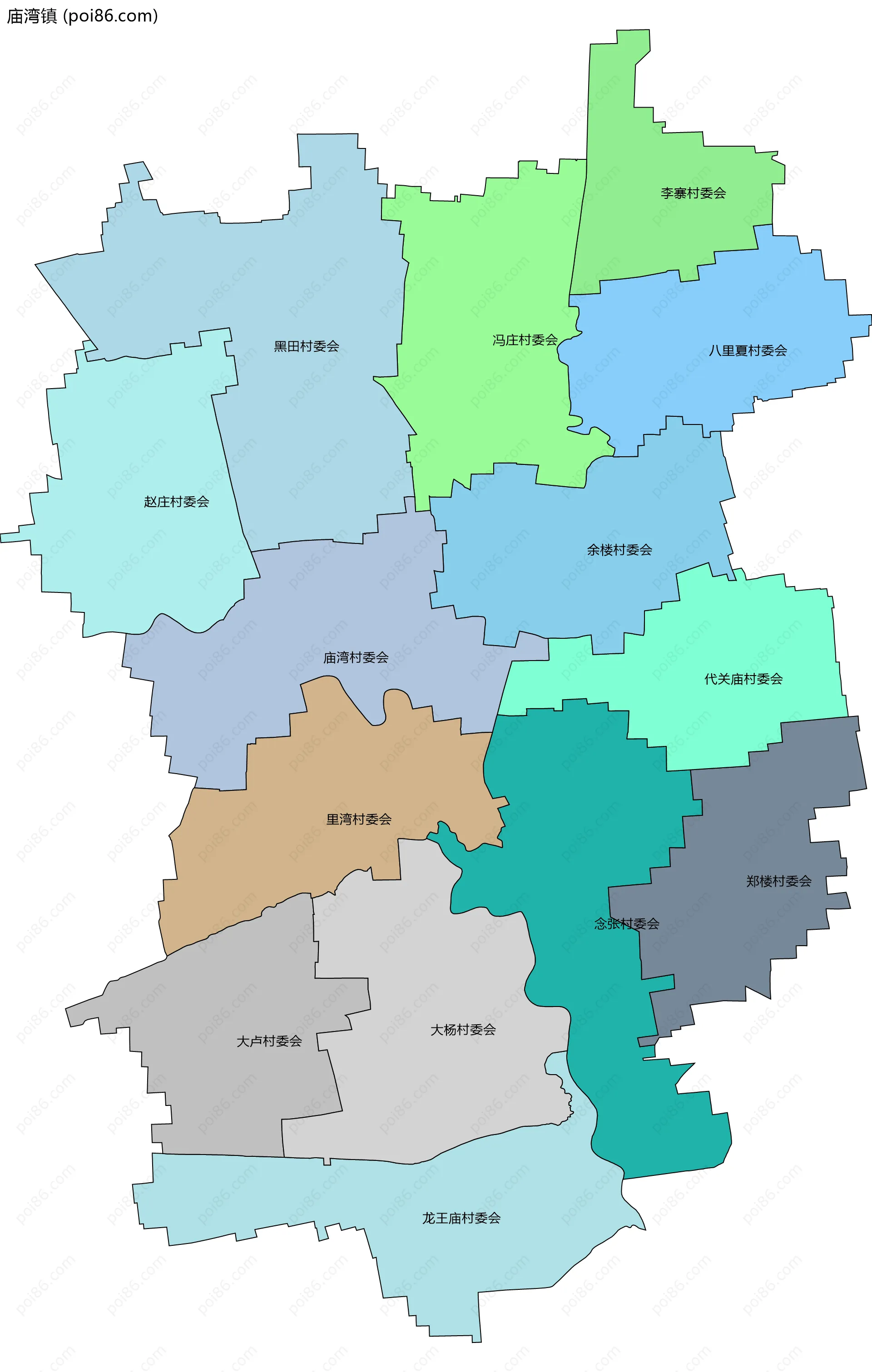 庙湾镇边界地图(五级行政区划)