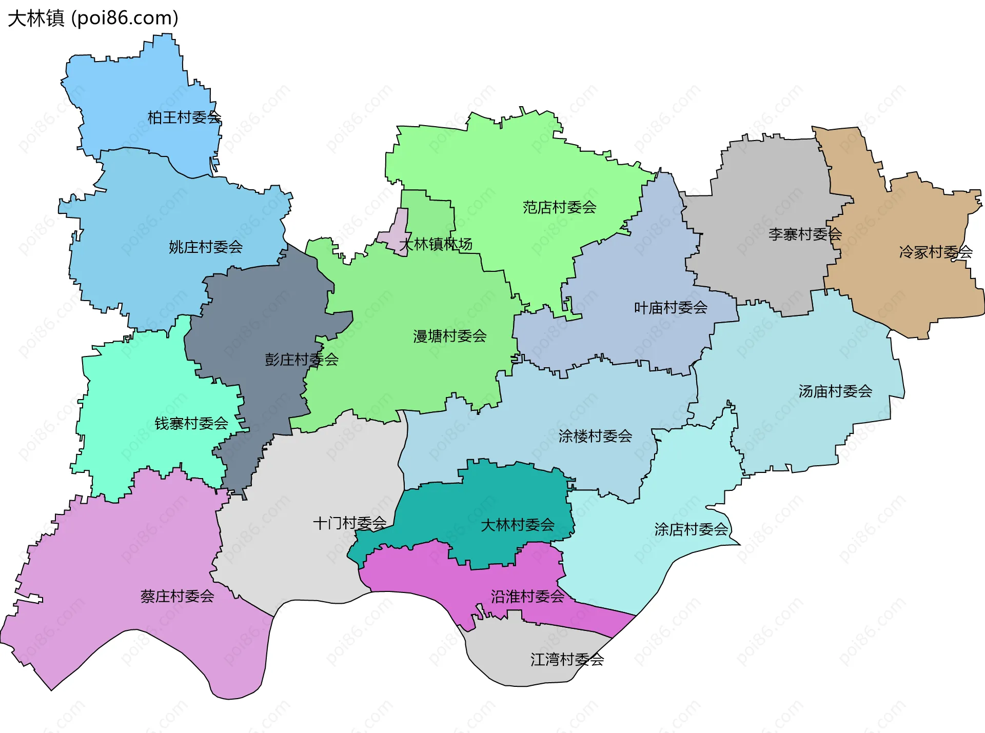 大林镇边界地图(五级行政区划)