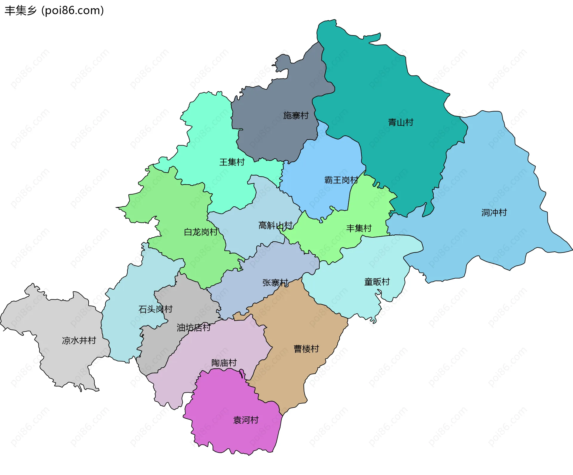 丰集乡边界地图(五级行政区划)