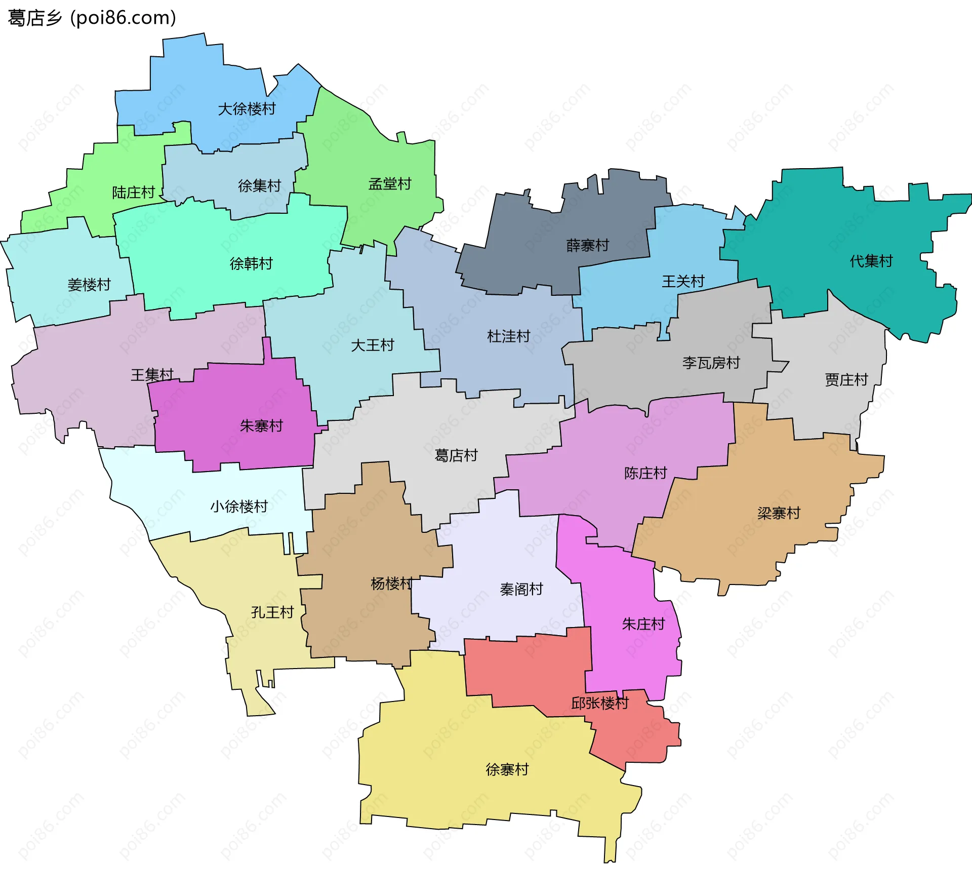 葛店乡边界地图(五级行政区划)