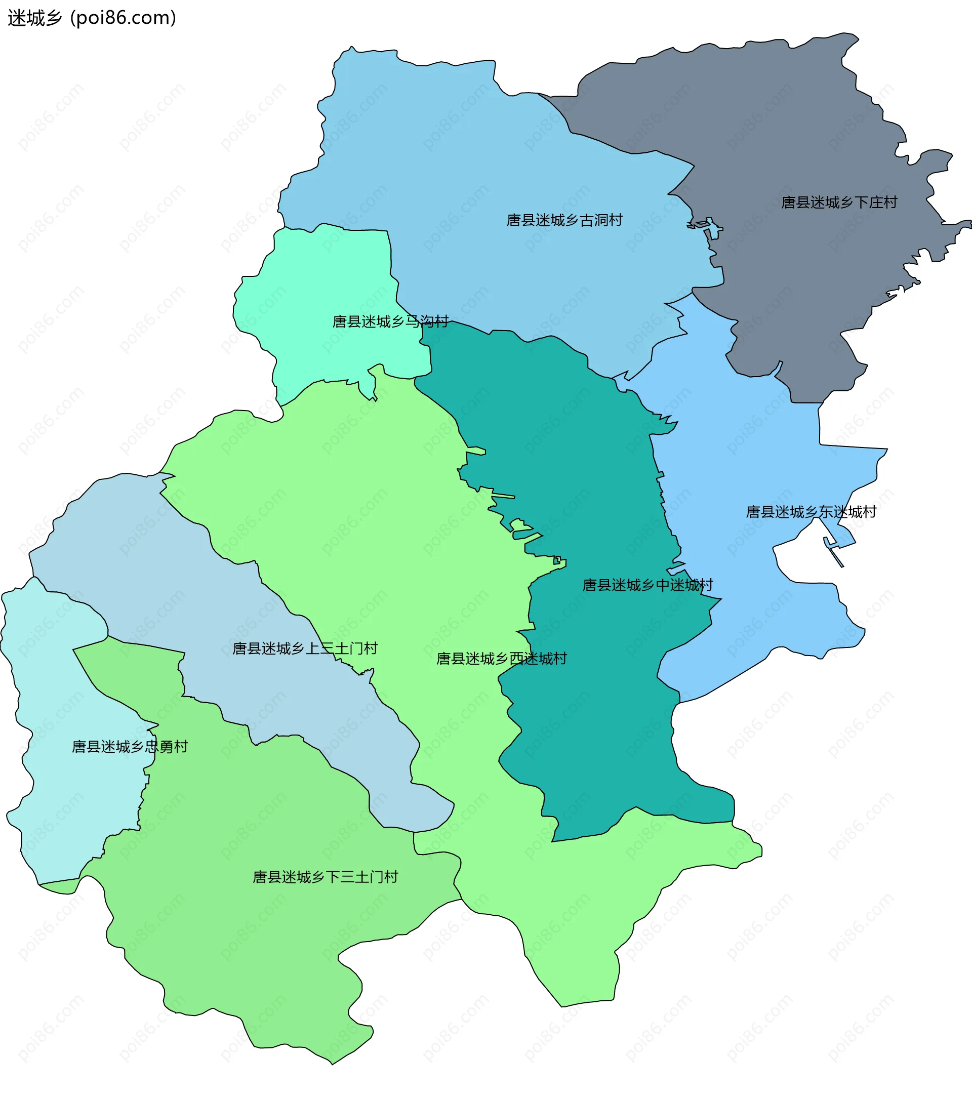 迷城乡边界地图(五级行政区划)