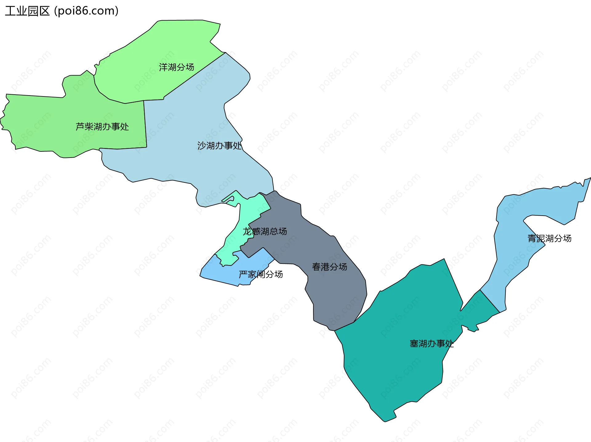 工业园区边界地图(五级行政区划)