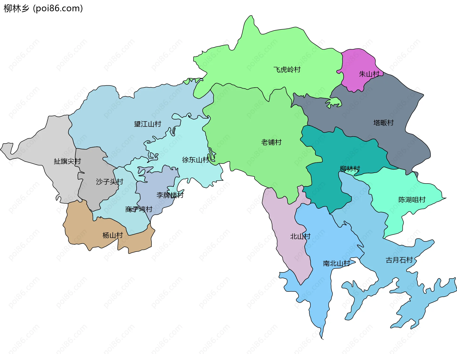 柳林乡边界地图(五级行政区划)