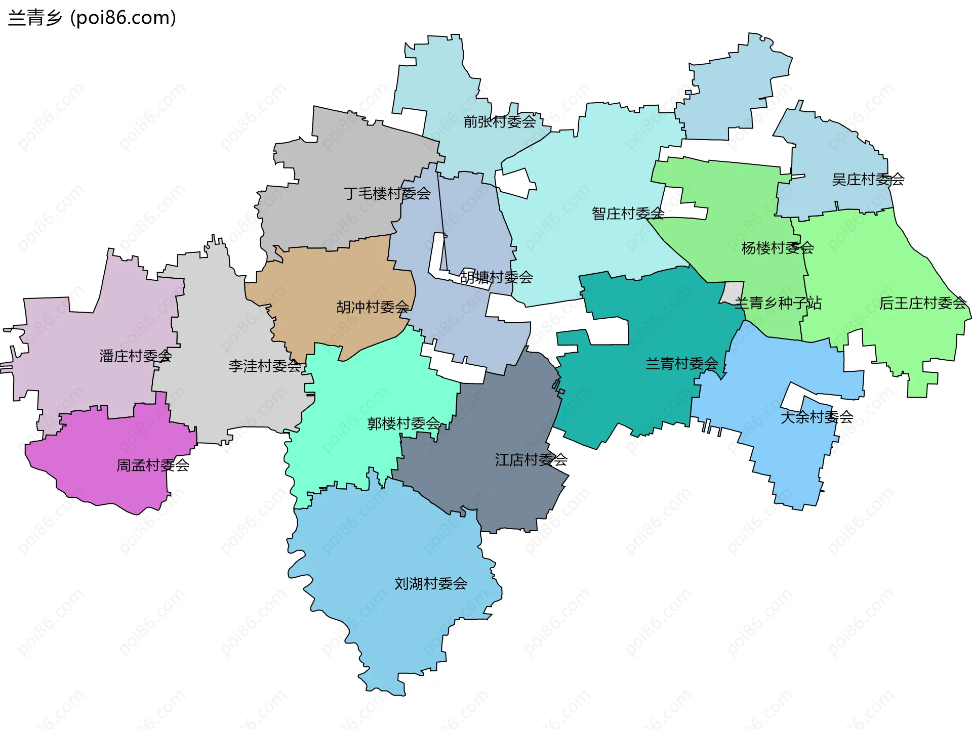 兰青乡边界地图(五级行政区划)