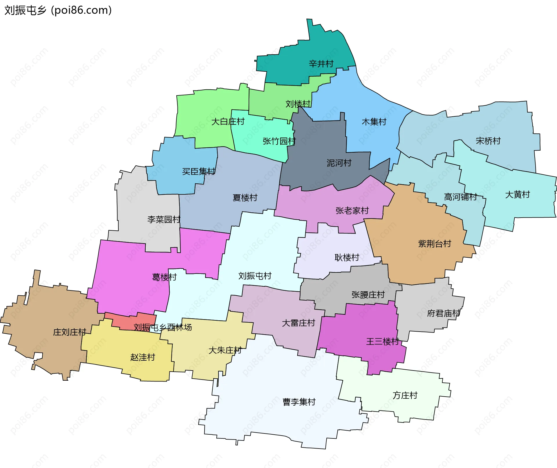 刘振屯乡边界地图(五级行政区划)