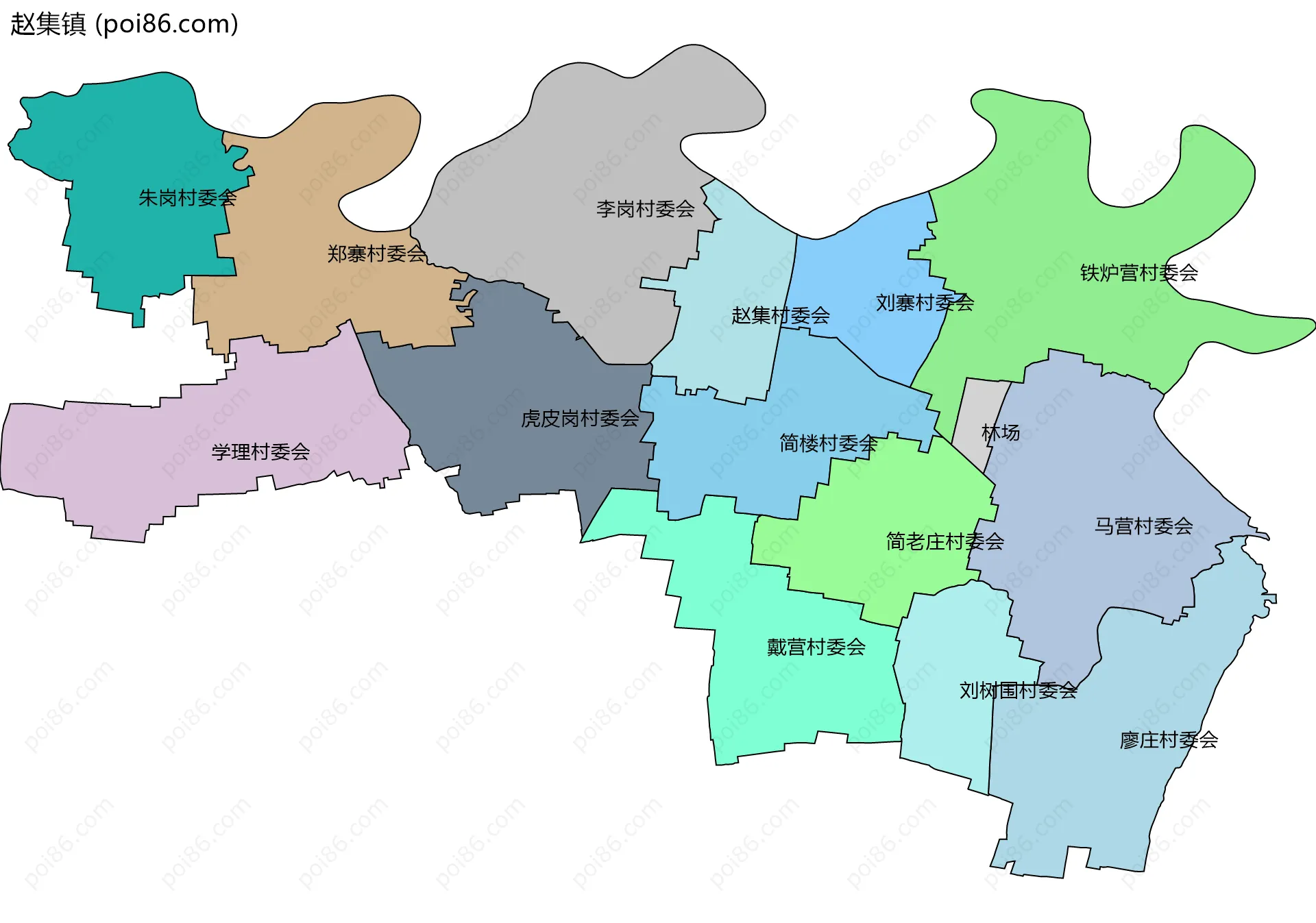 赵集镇边界地图(五级行政区划)