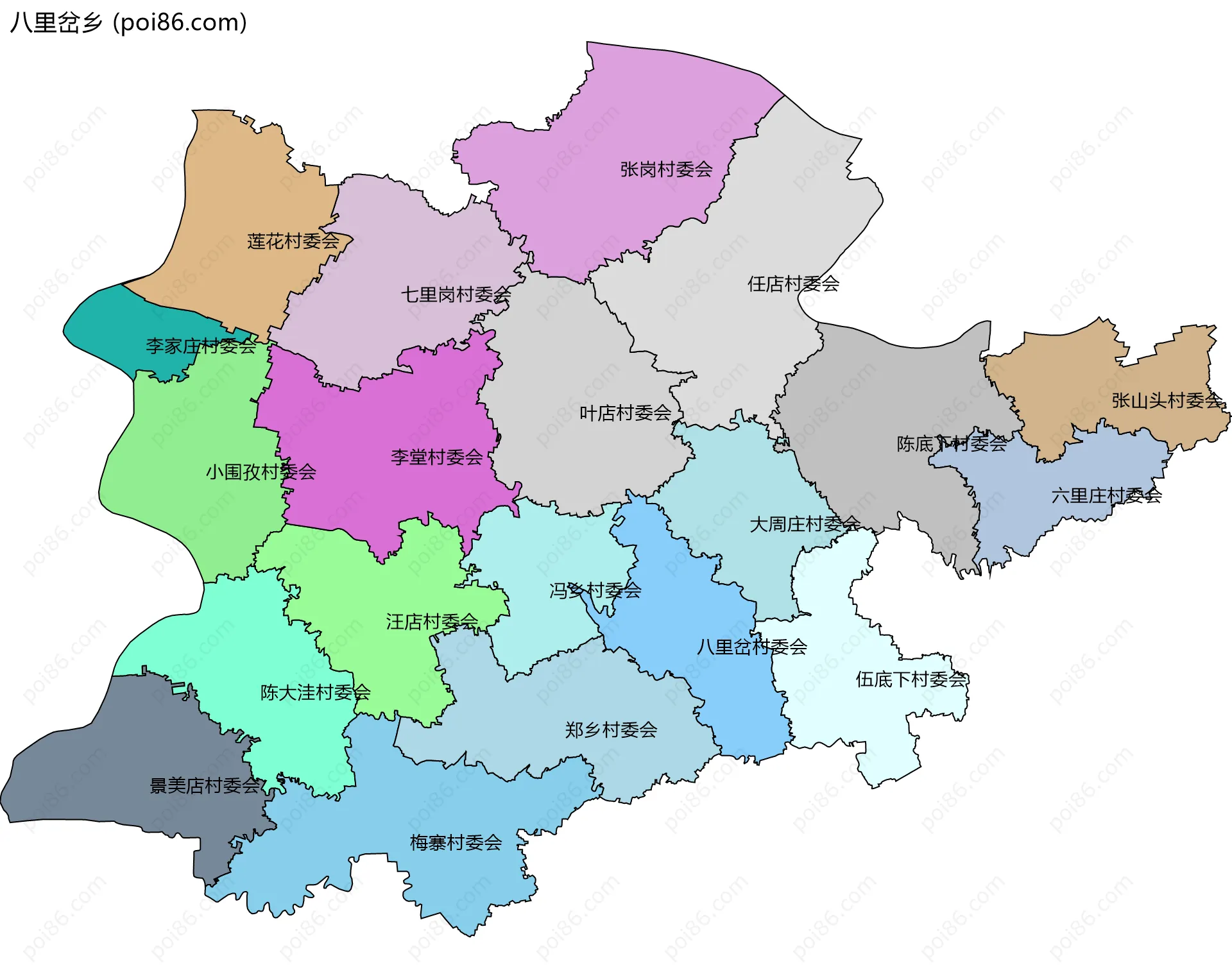 八里岔乡边界地图(五级行政区划)