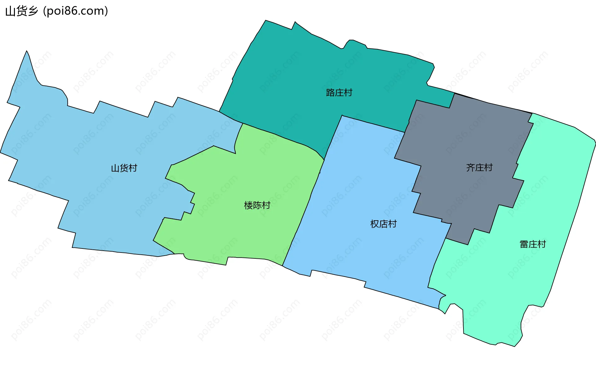 山货乡边界地图(五级行政区划)