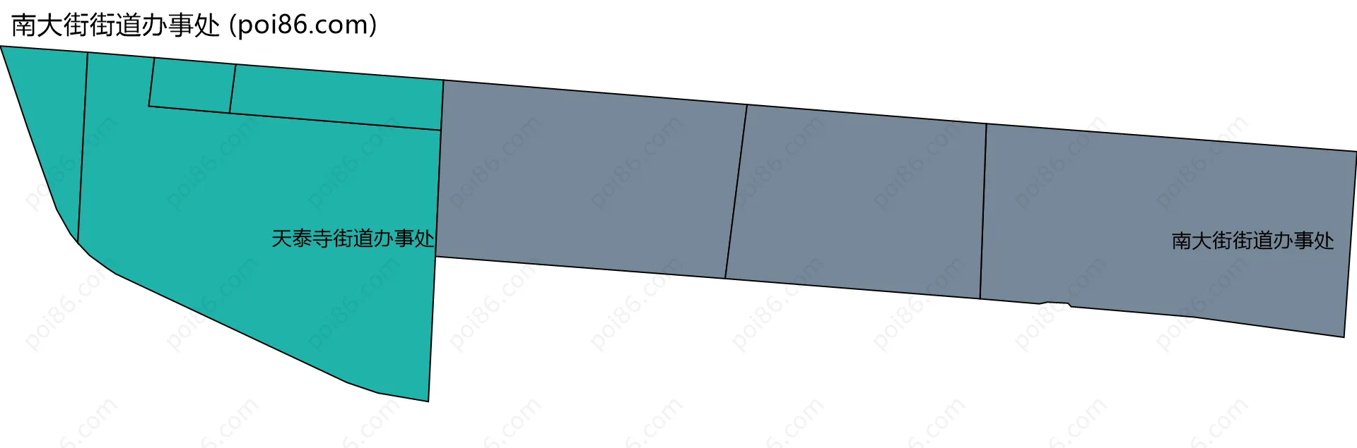 南大街街道办事处边界地图(五级行政区划)