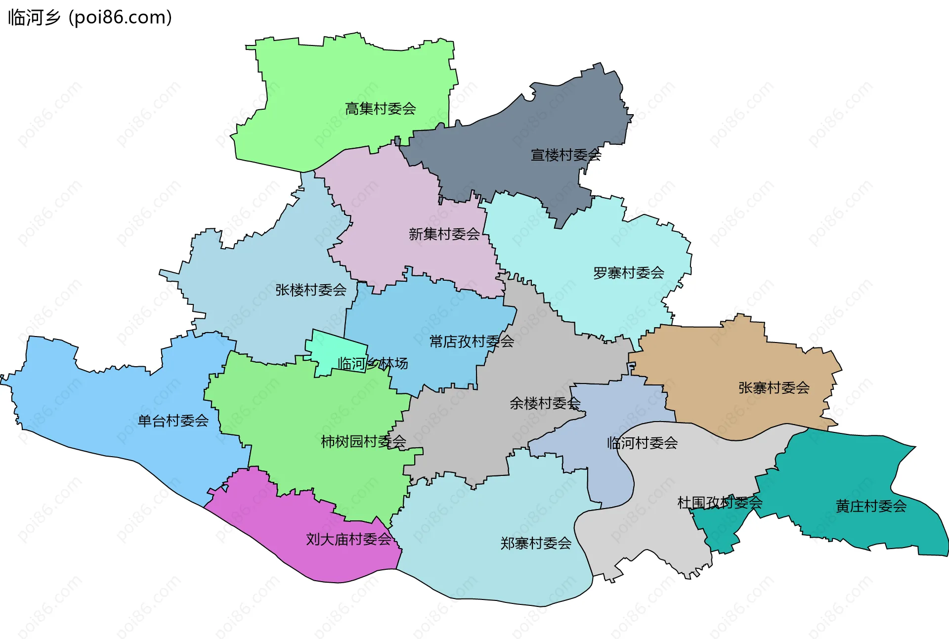 临河乡边界地图(五级行政区划)