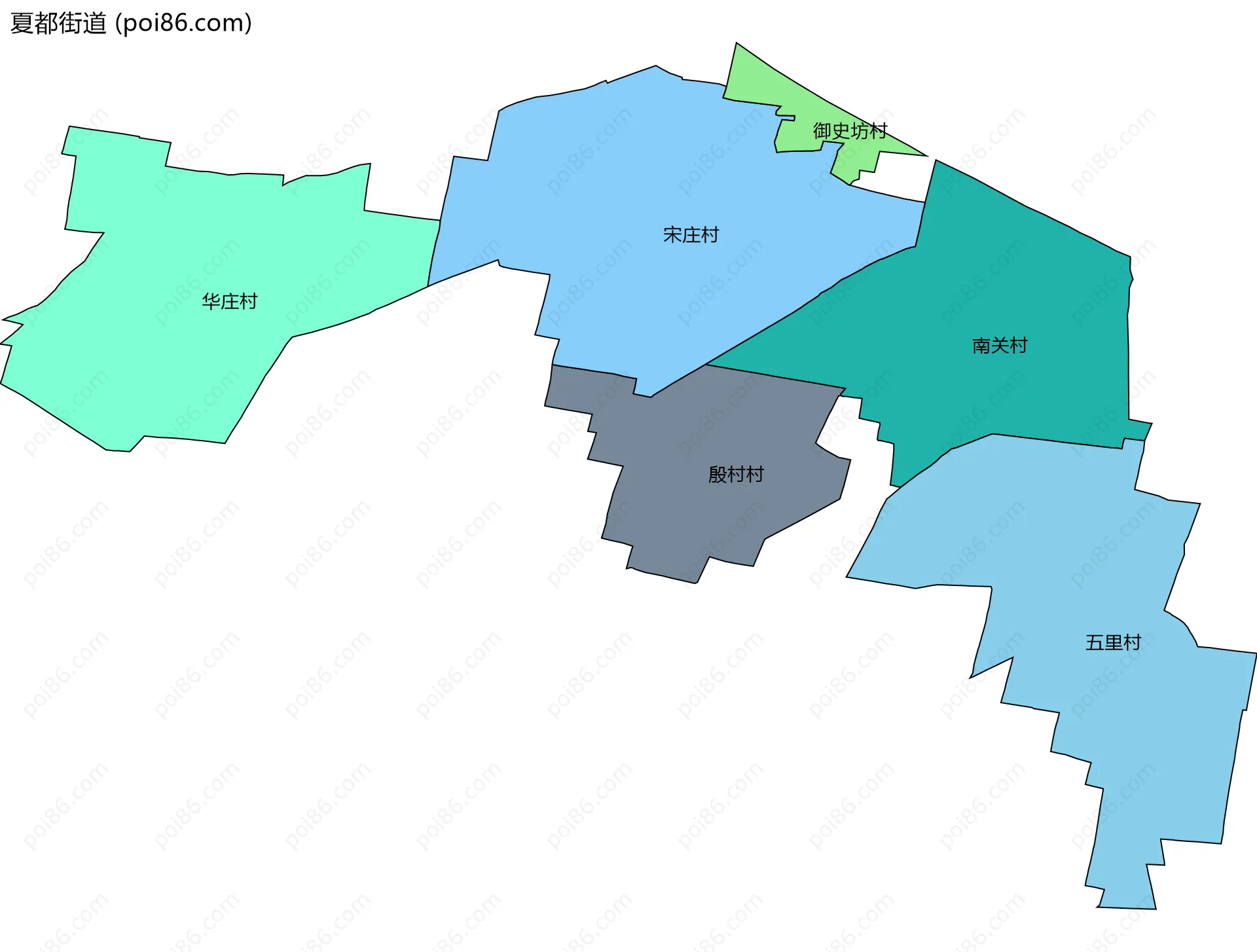 夏都街道边界地图(五级行政区划)