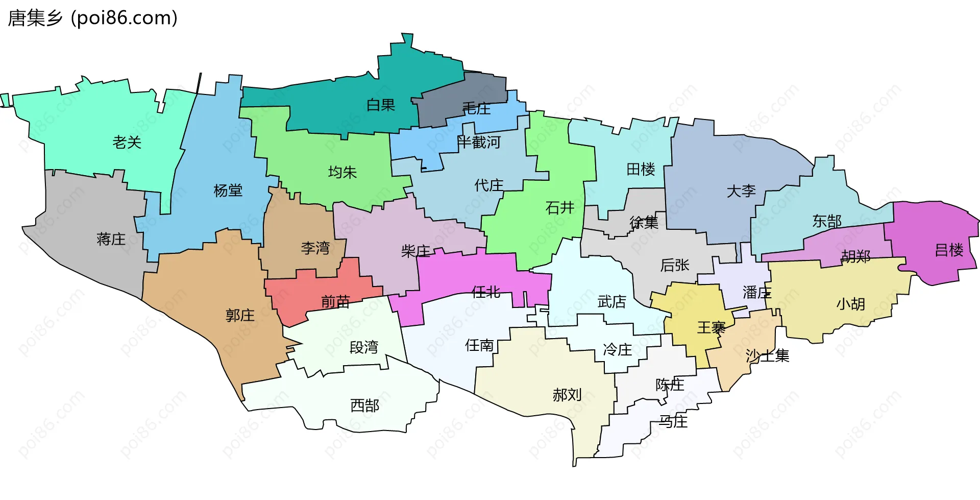 唐集乡边界地图(五级行政区划)