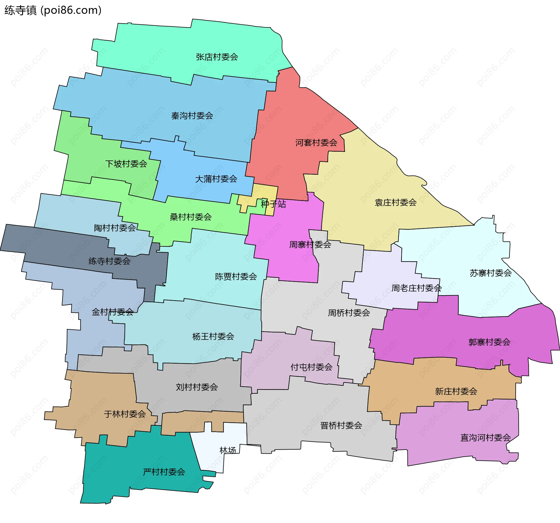 练寺镇边界地图(五级行政区划)