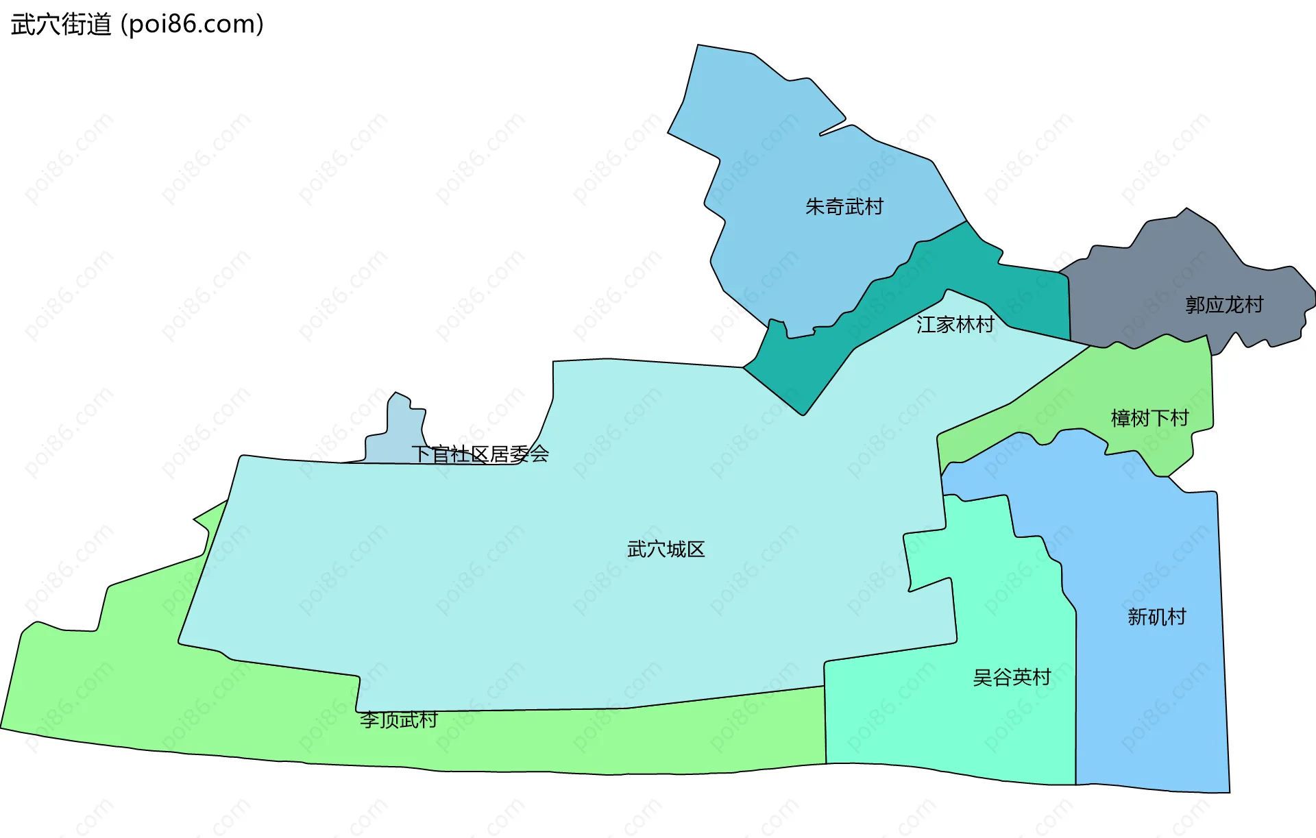 武穴街道边界地图(五级行政区划)