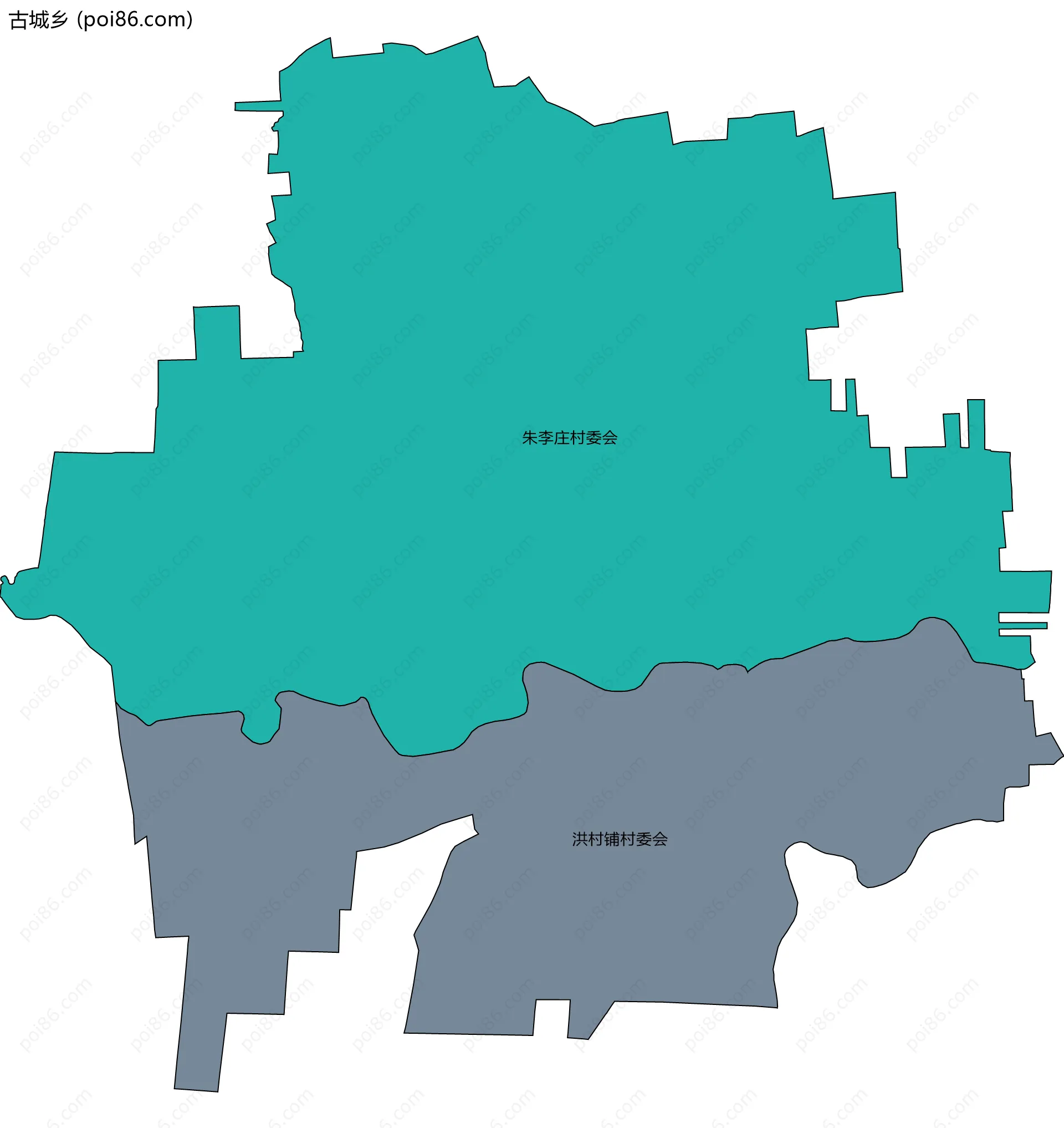 古城乡边界地图(五级行政区划)