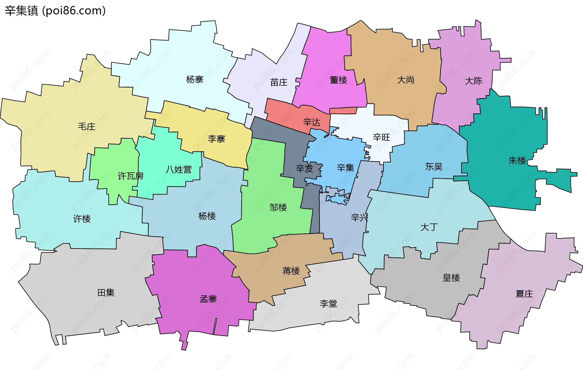 辛集镇边界地图(五级行政区划)