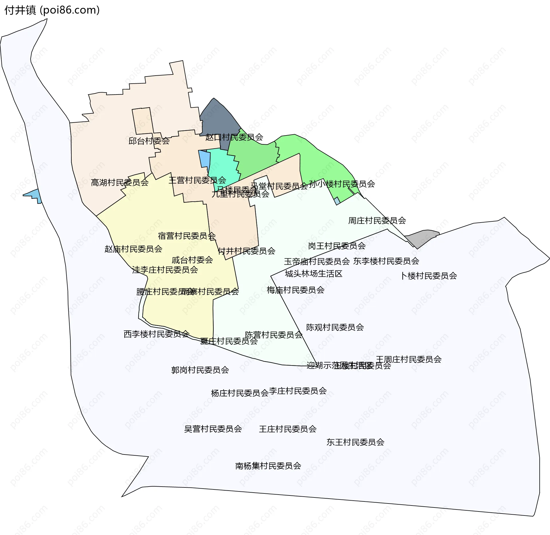 付井镇边界地图(五级行政区划)
