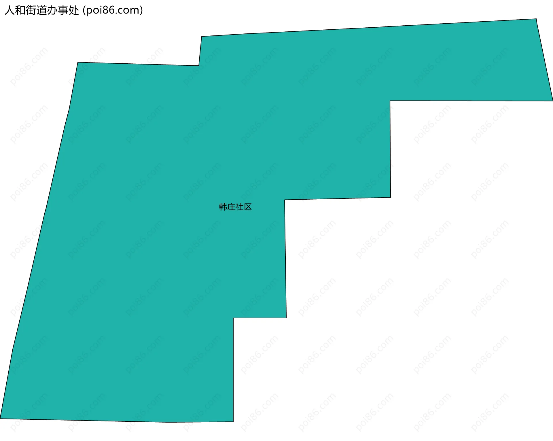 人和街道办事处边界地图(五级行政区划)