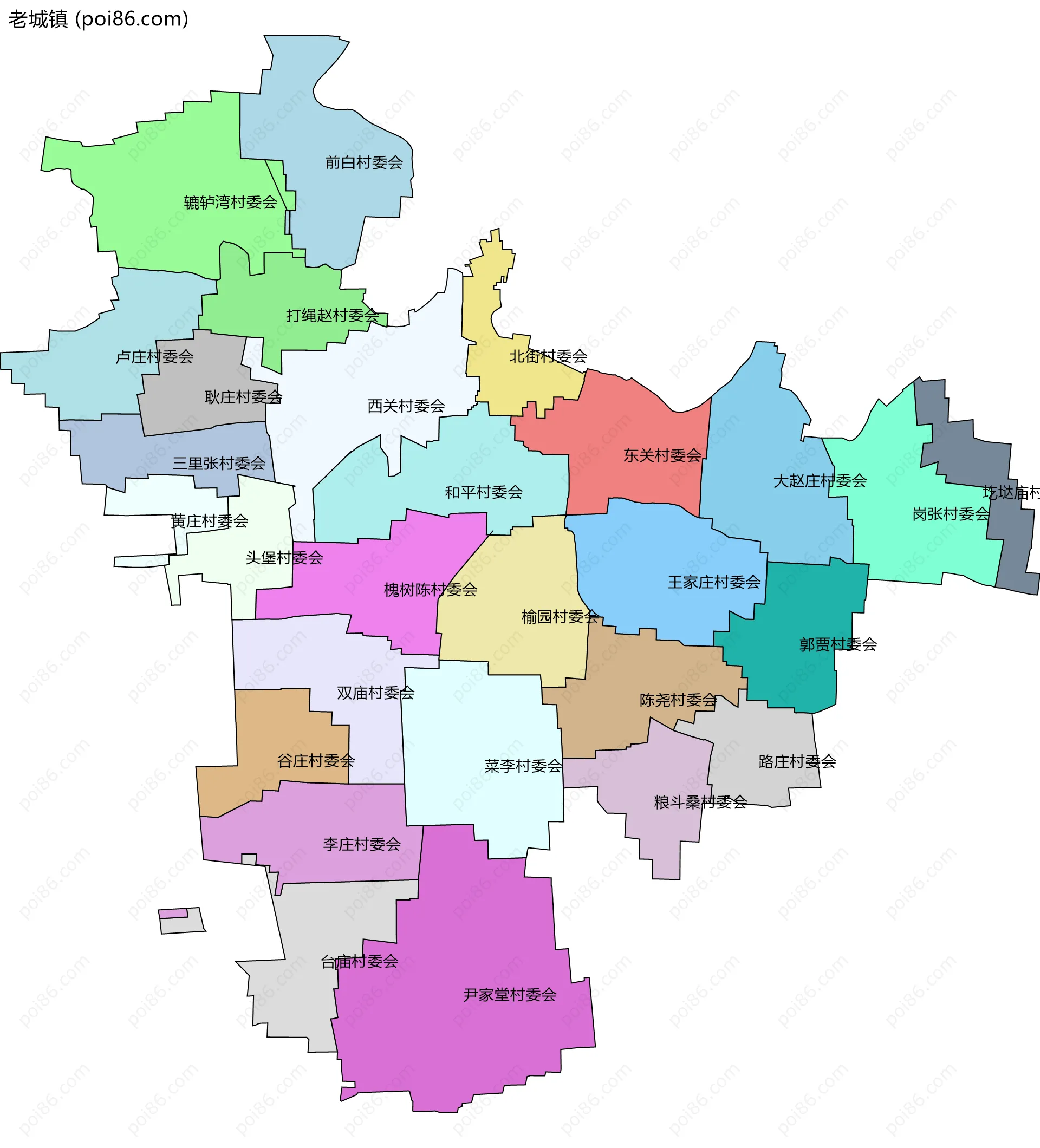 老城镇边界地图(五级行政区划)