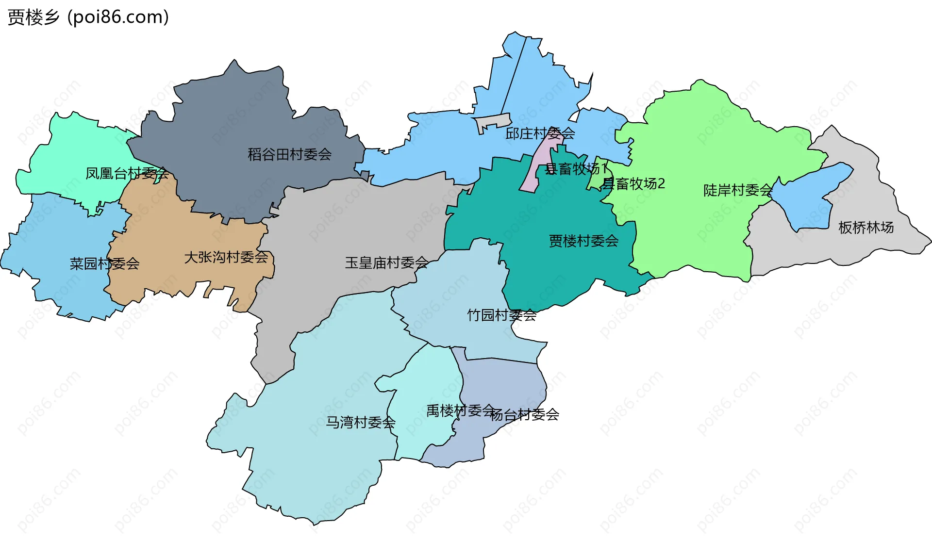 贾楼乡边界地图(五级行政区划)