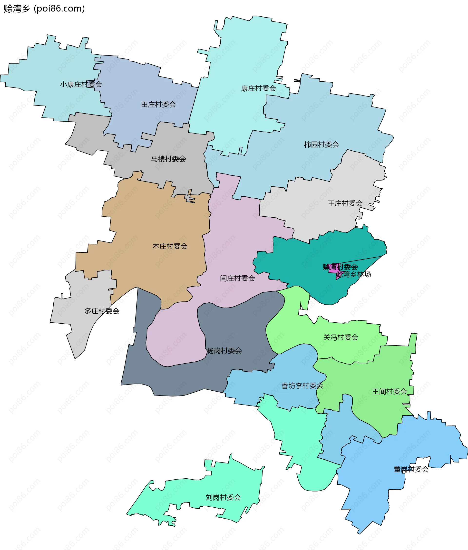 赊湾乡边界地图(五级行政区划)