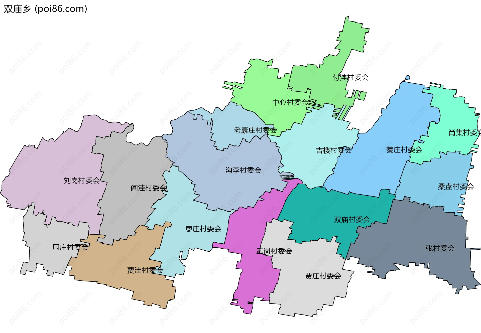 双庙乡边界地图(五级行政区划)