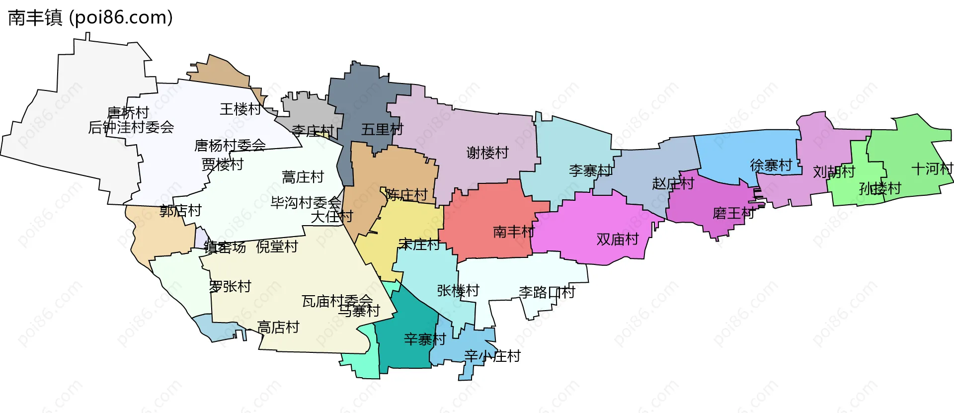 南丰镇边界地图(五级行政区划)
