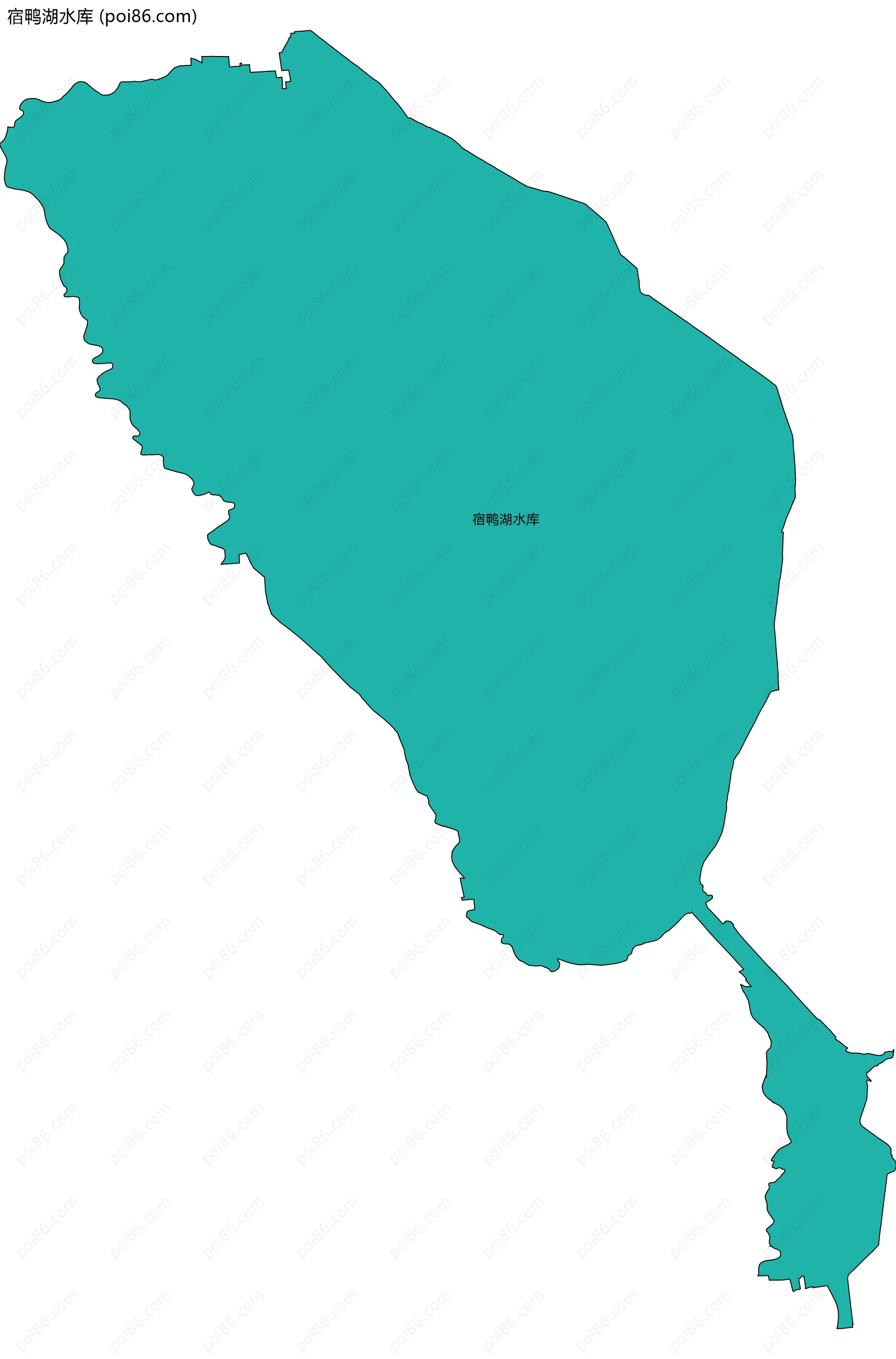 宿鸭湖水库边界地图(五级行政区划)