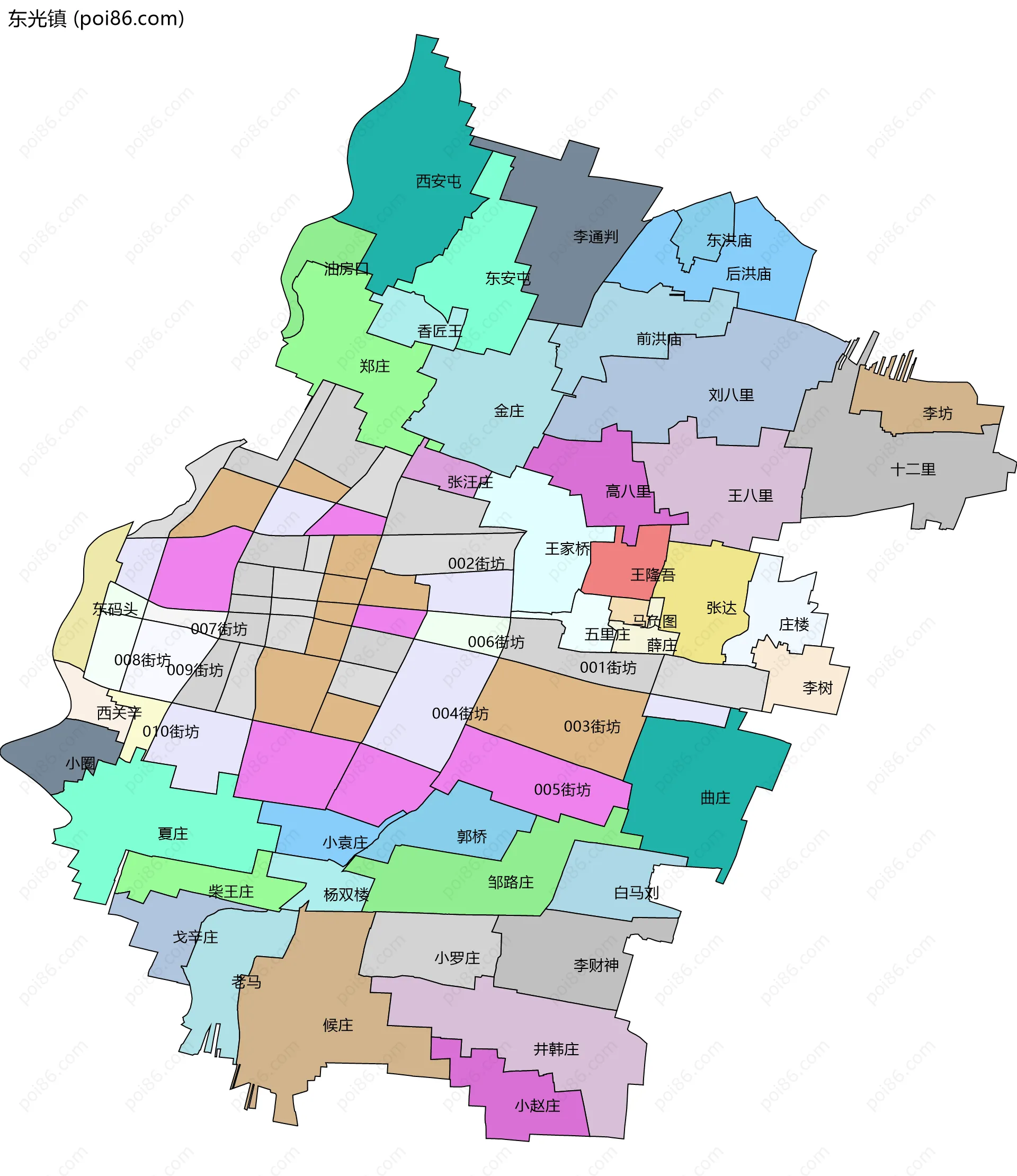 东光镇边界地图(五级行政区划)