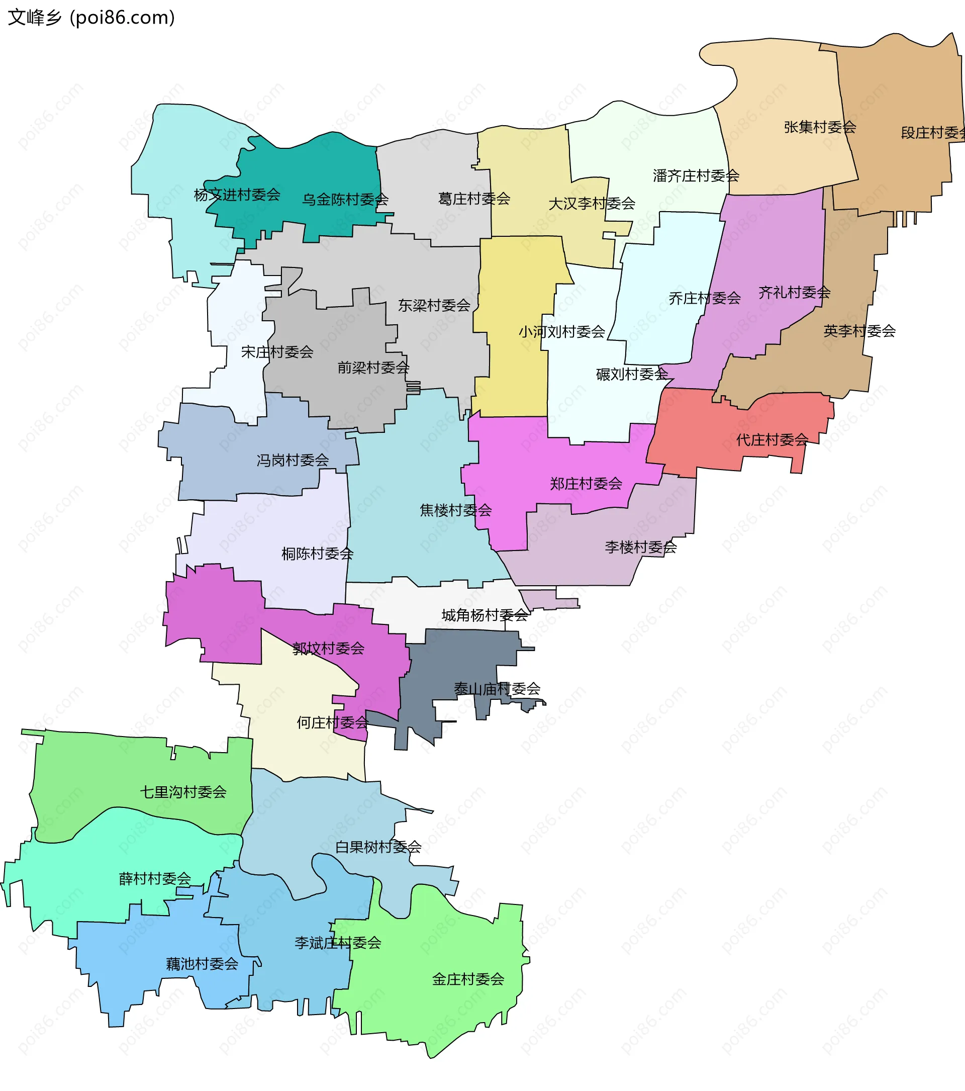 文峰乡边界地图(五级行政区划)