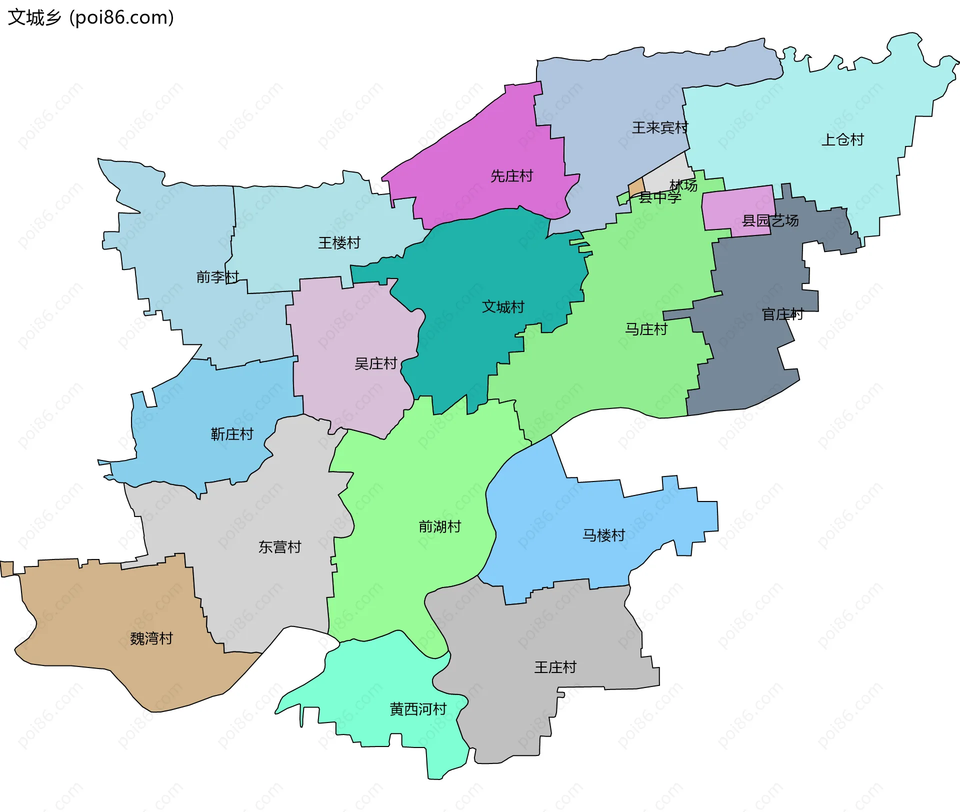 文城乡边界地图(五级行政区划)