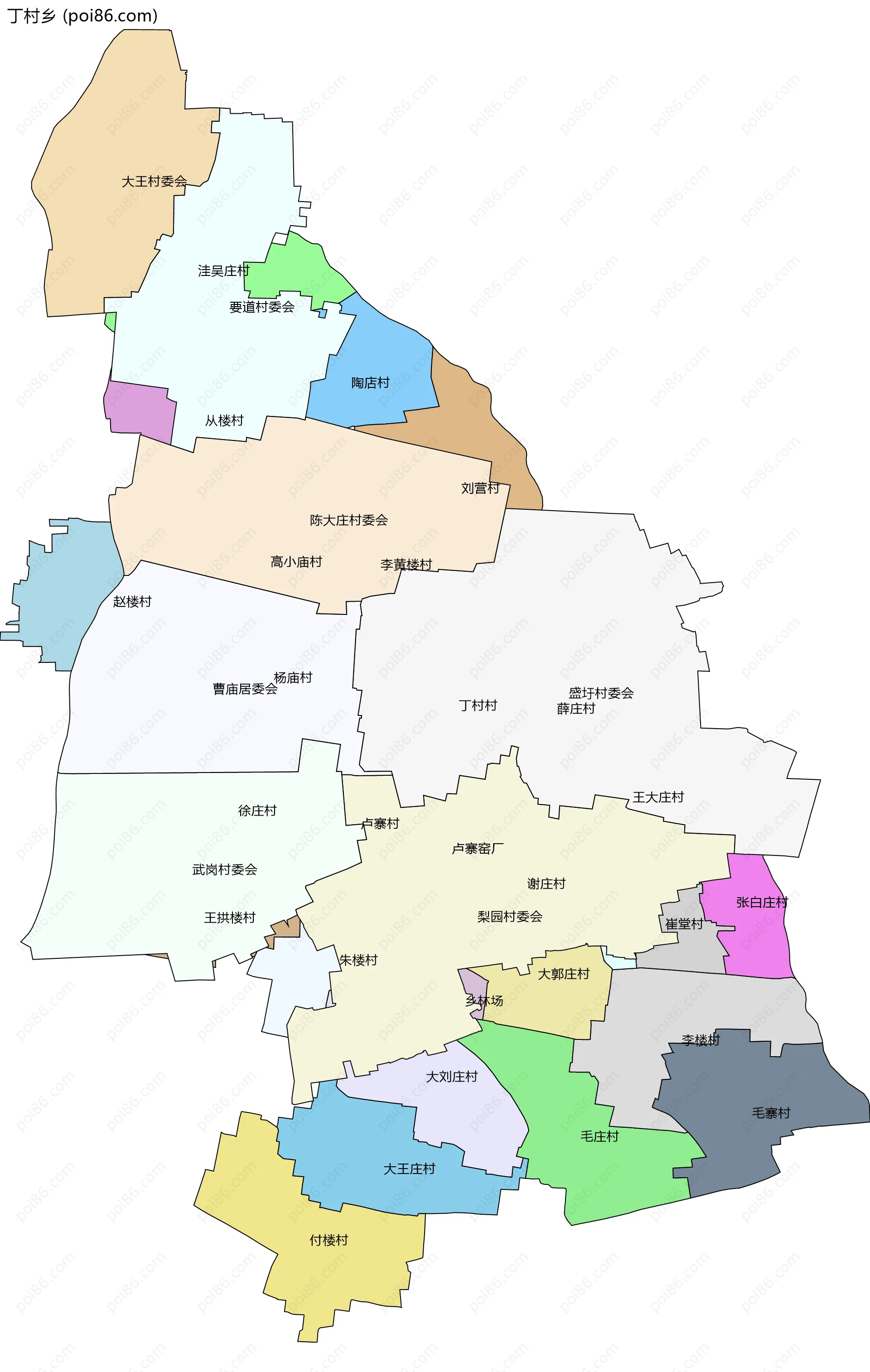 丁村乡边界地图(五级行政区划)