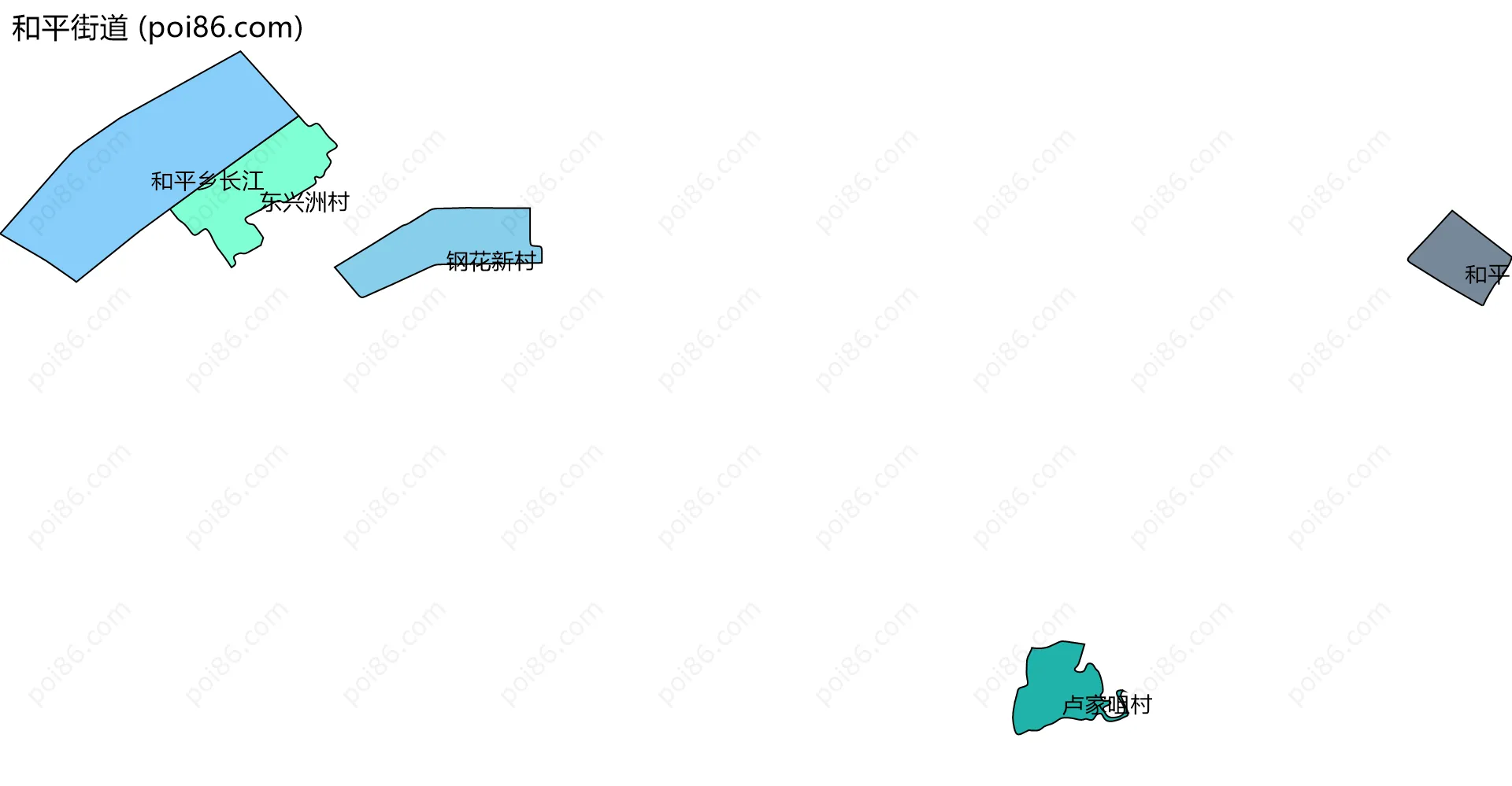 和平街道边界地图(五级行政区划)