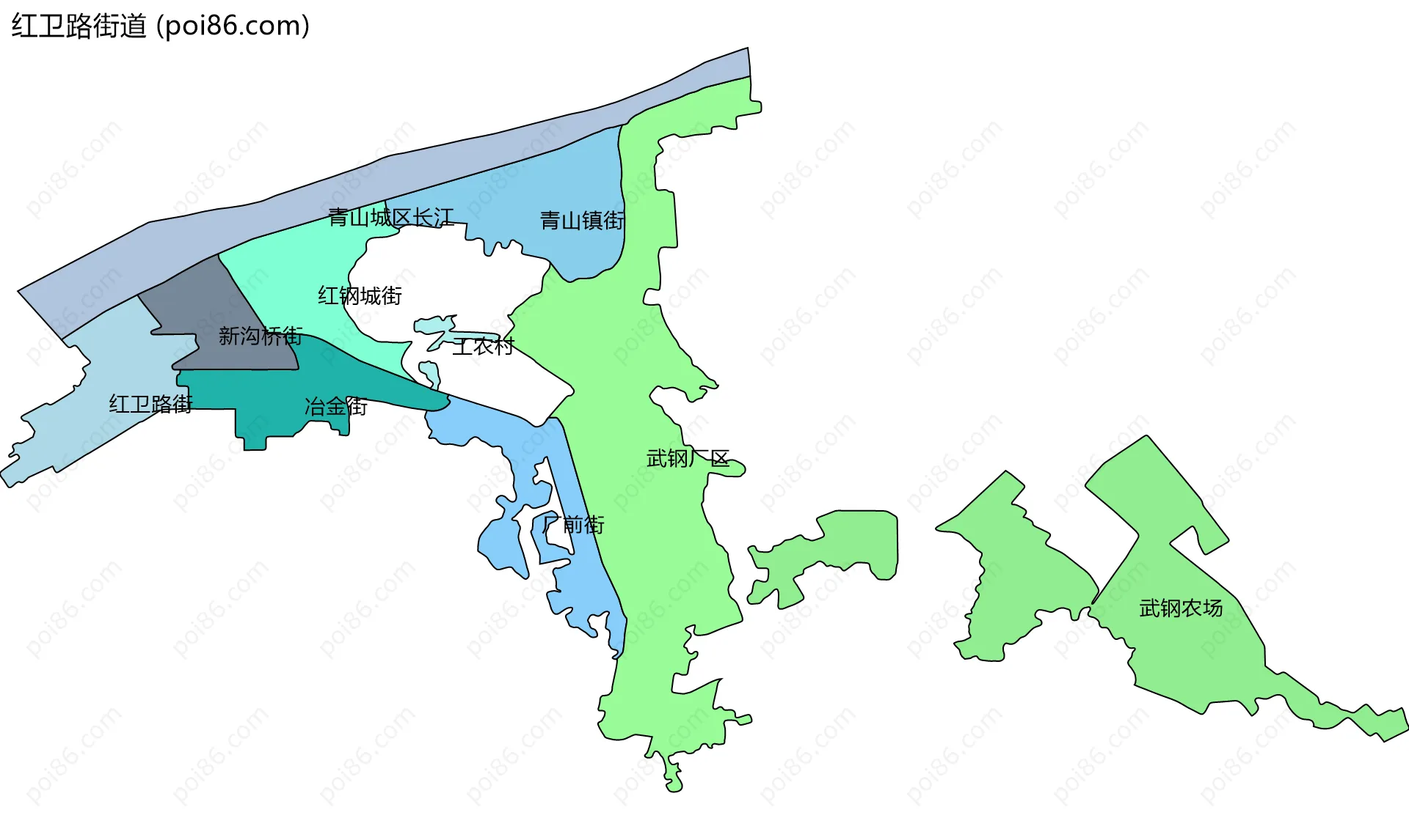 红卫路街道边界地图(五级行政区划)
