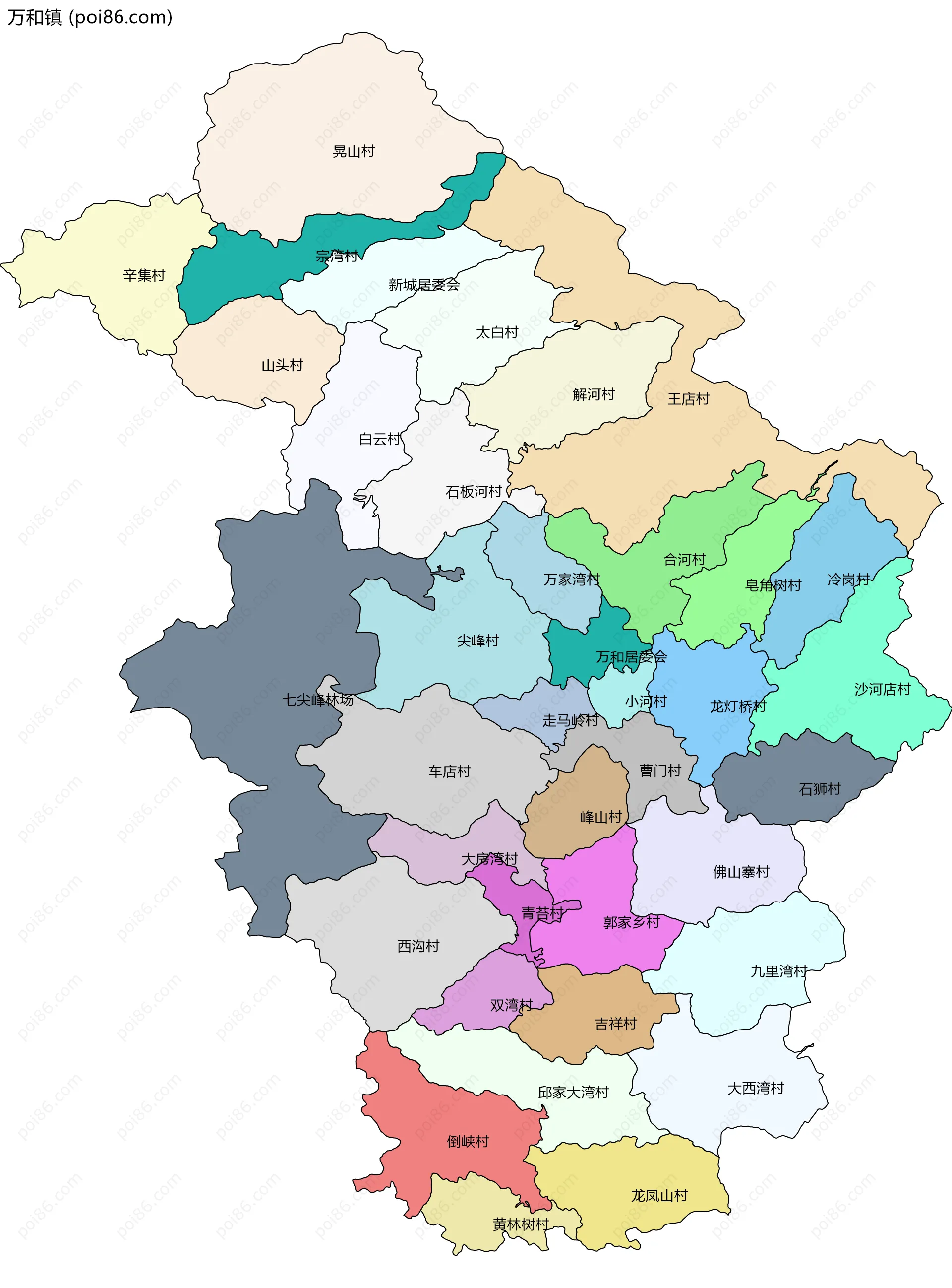 万和镇边界地图(五级行政区划)