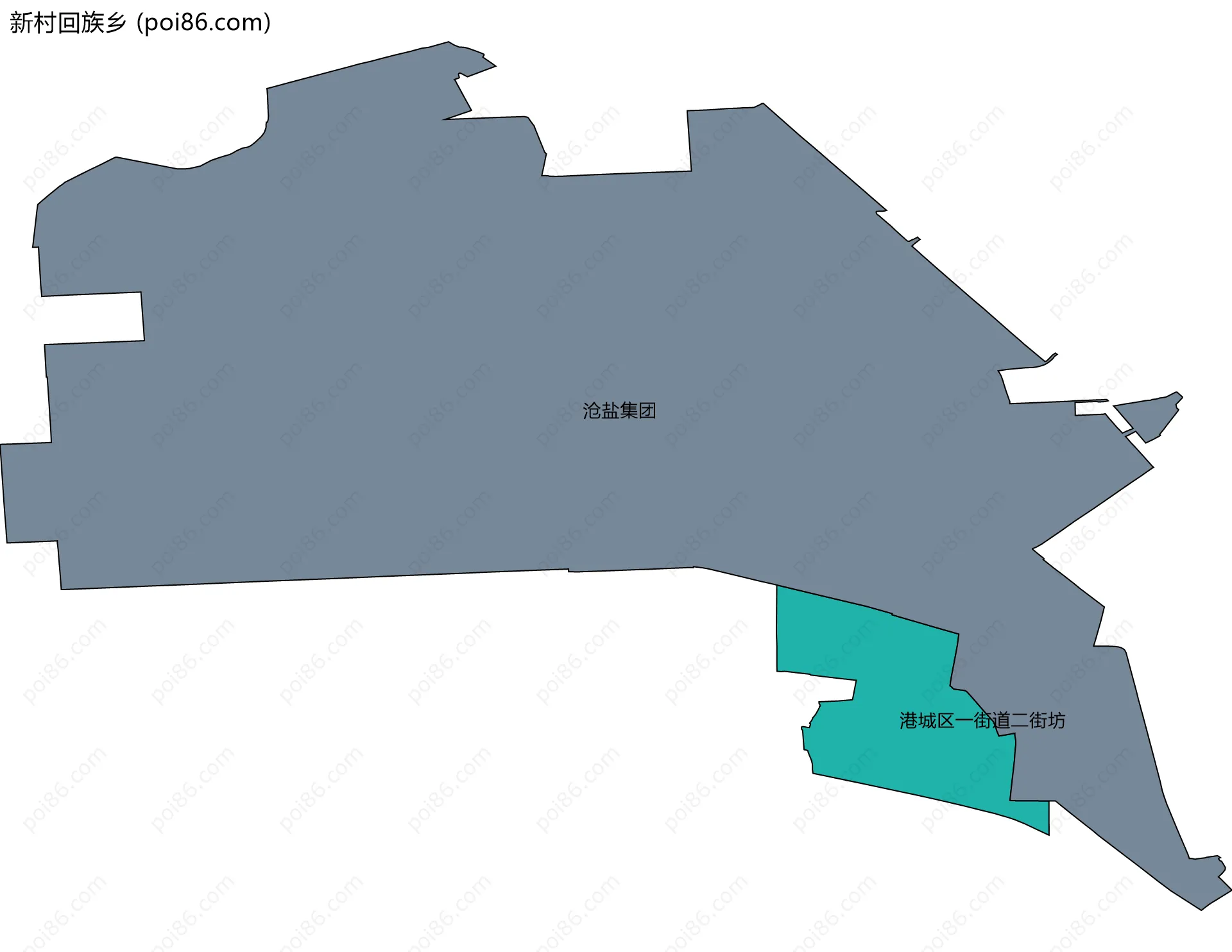 新村回族乡边界地图(五级行政区划)