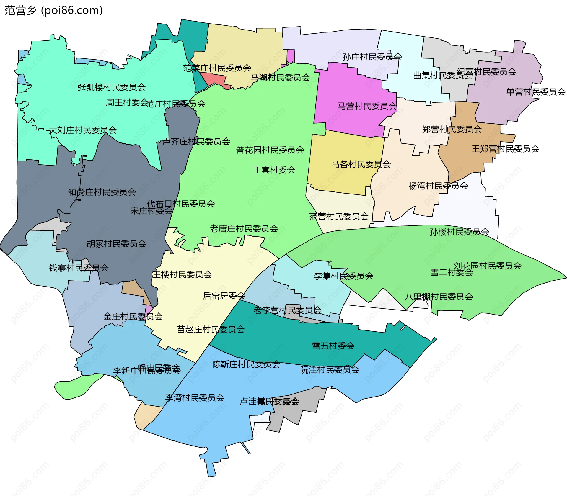 范营乡边界地图(五级行政区划)